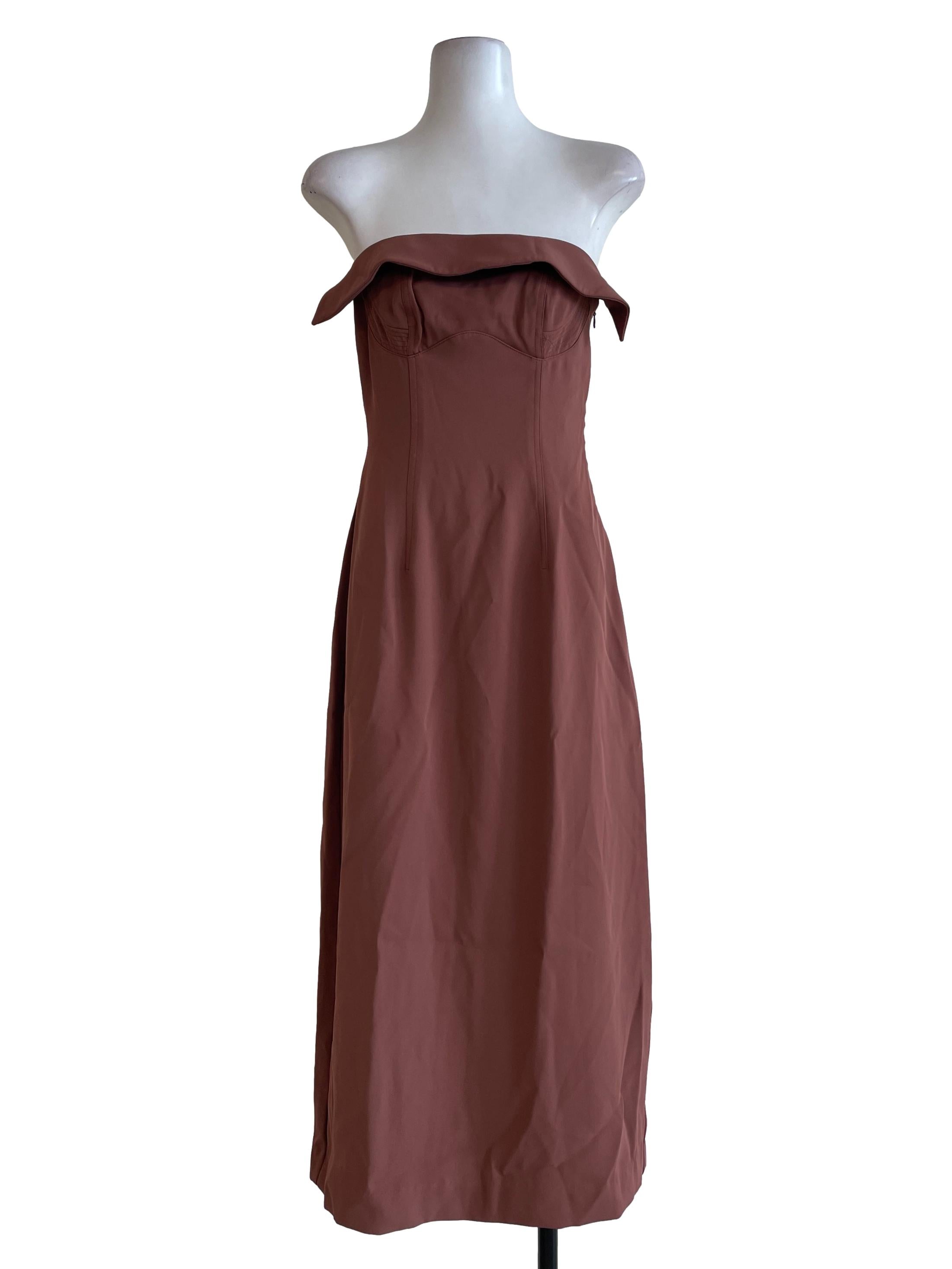 Tawny Brown Strapless Dress