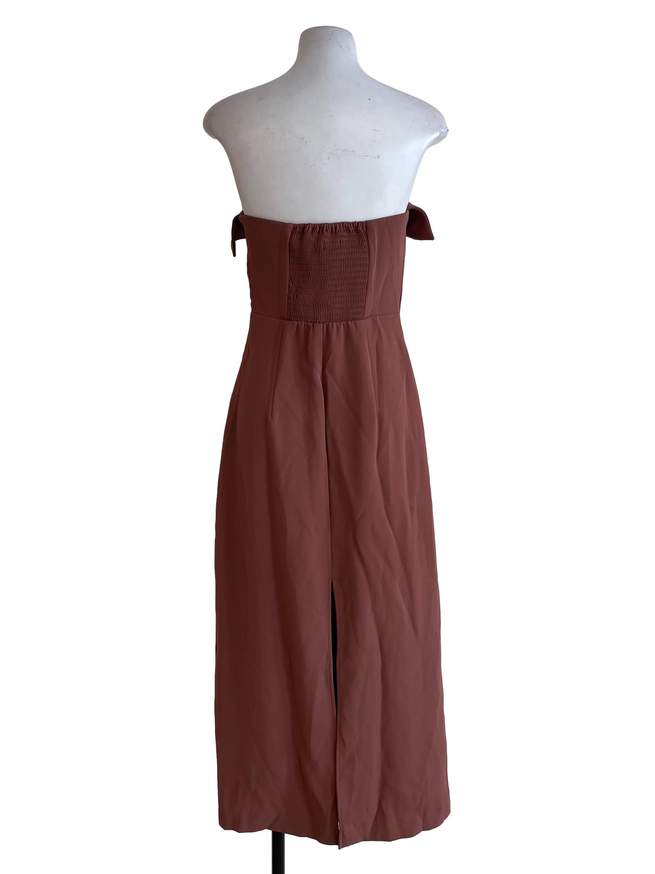 Tawny Brown Strapless Dress