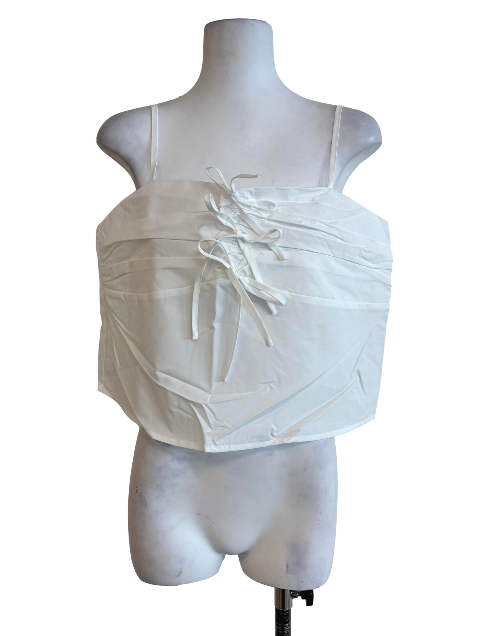 White Gigi Ribbon Spag Top