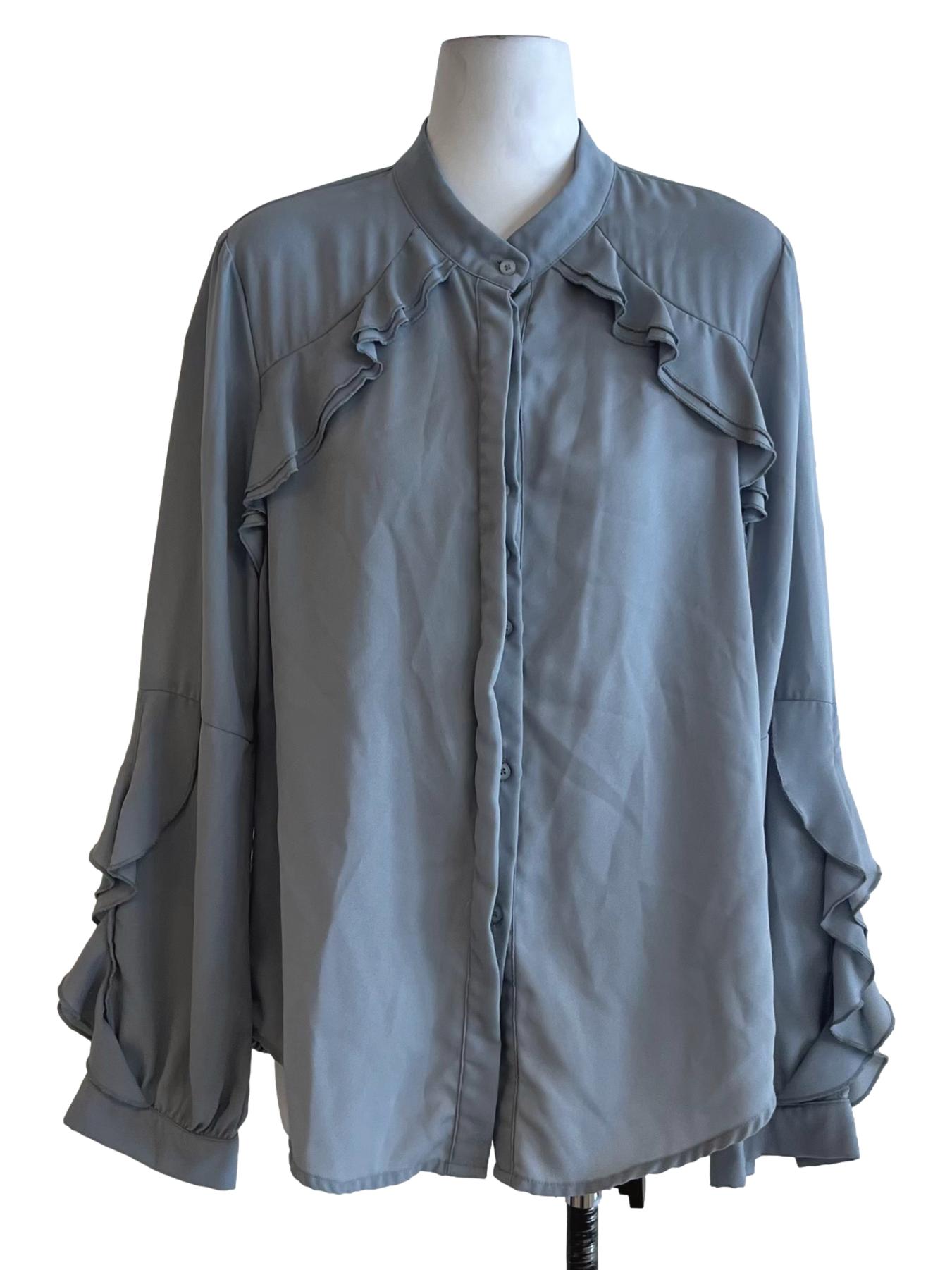Ocean Blue Button-Down Blouse