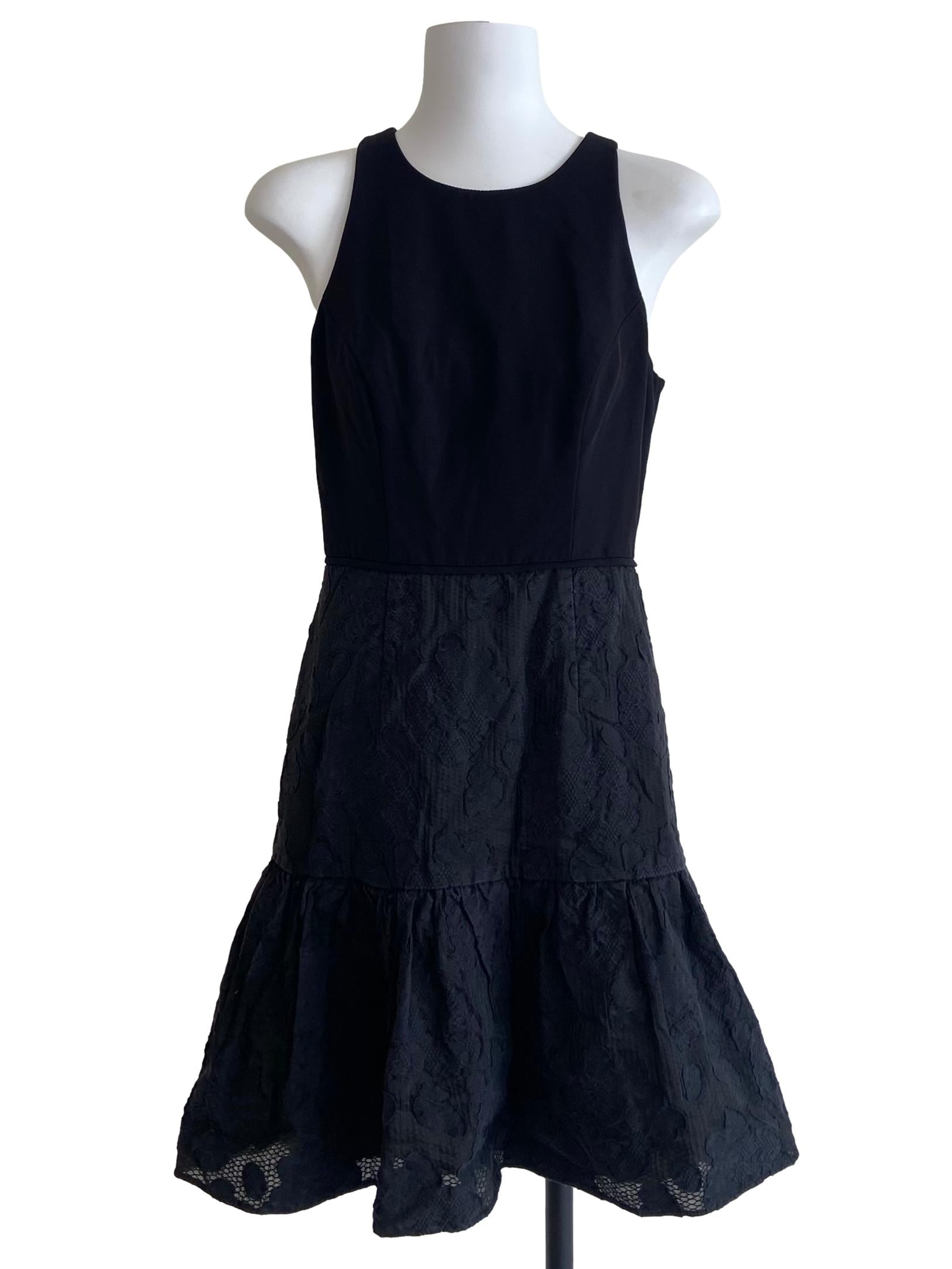 Black Sleeveless Floral Drop Waist Dress