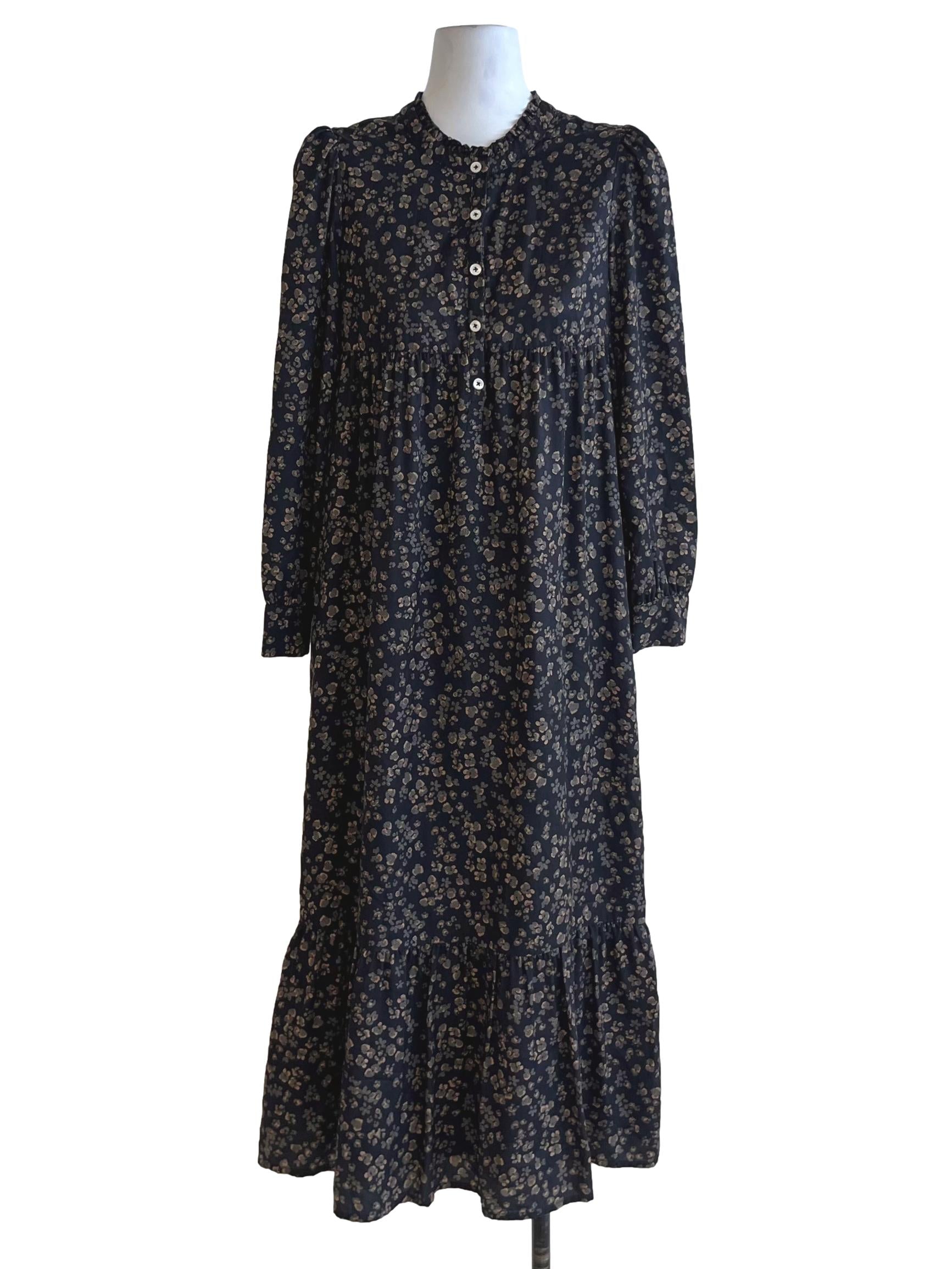 Black Floral Empire Dress