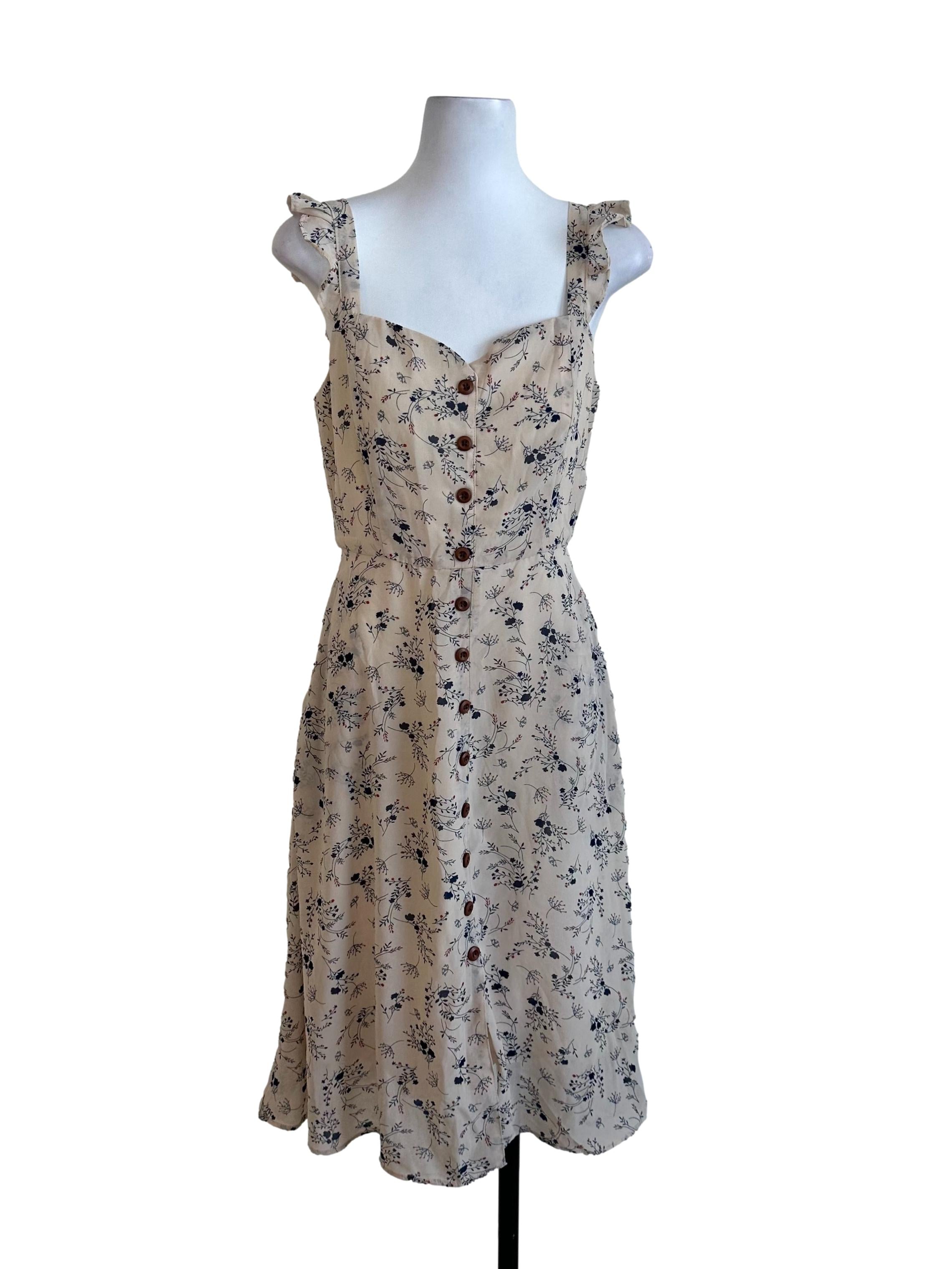 Sand Beige Pattern Button Dress