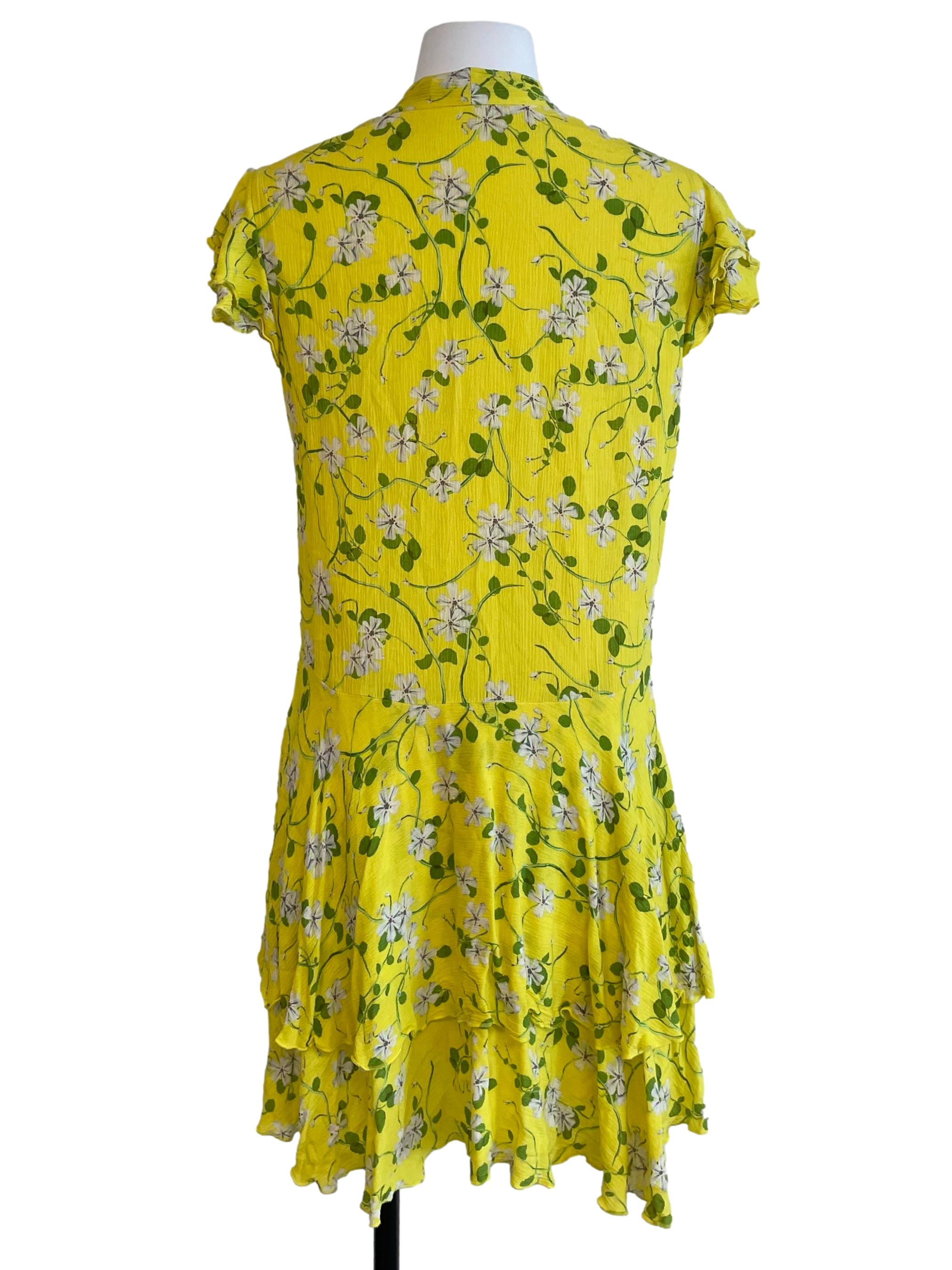 Lemon Yellow Layer Floral Dress