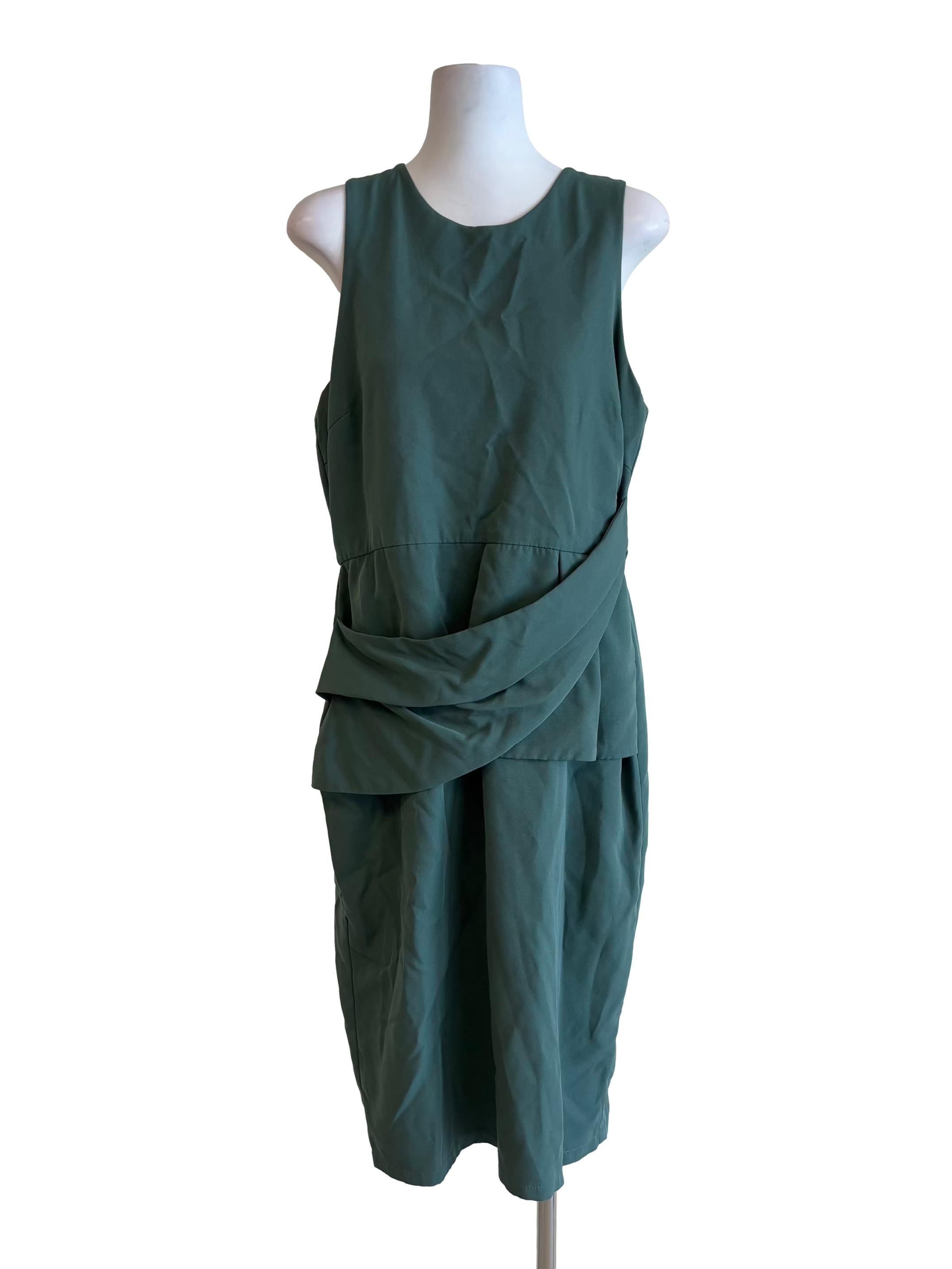 Basil Green Sleeveless Sheath Dress