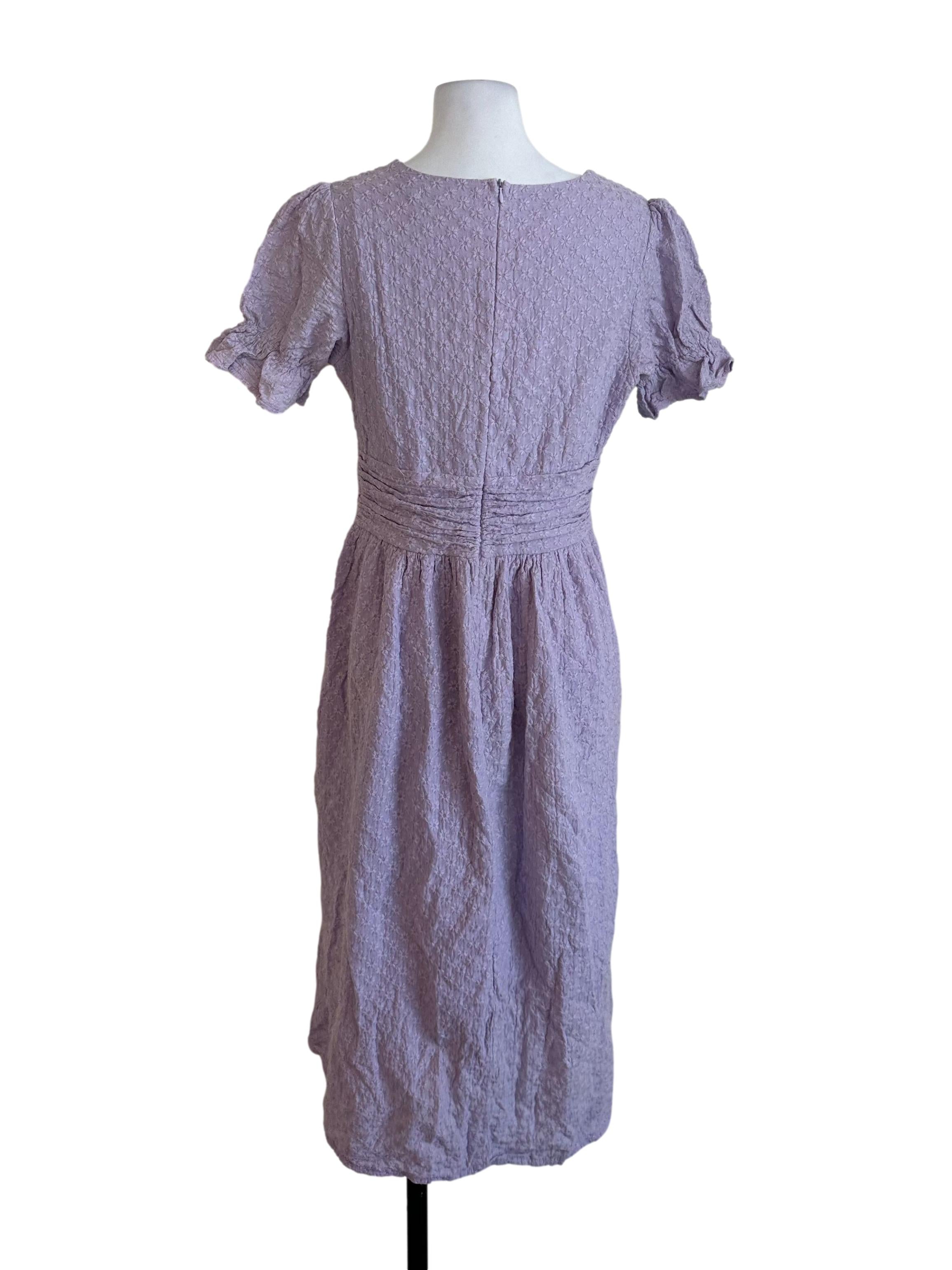 Lavender Purple Textured Button Dress