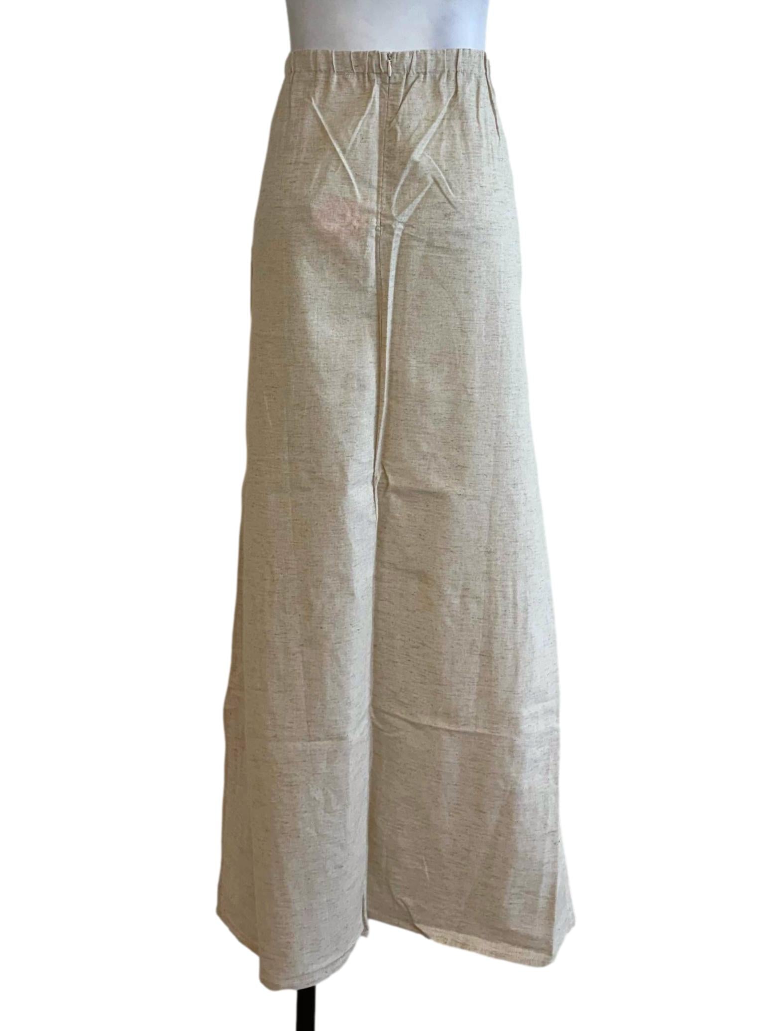Beige Jaden Linen Drawstring Maxi Skirt