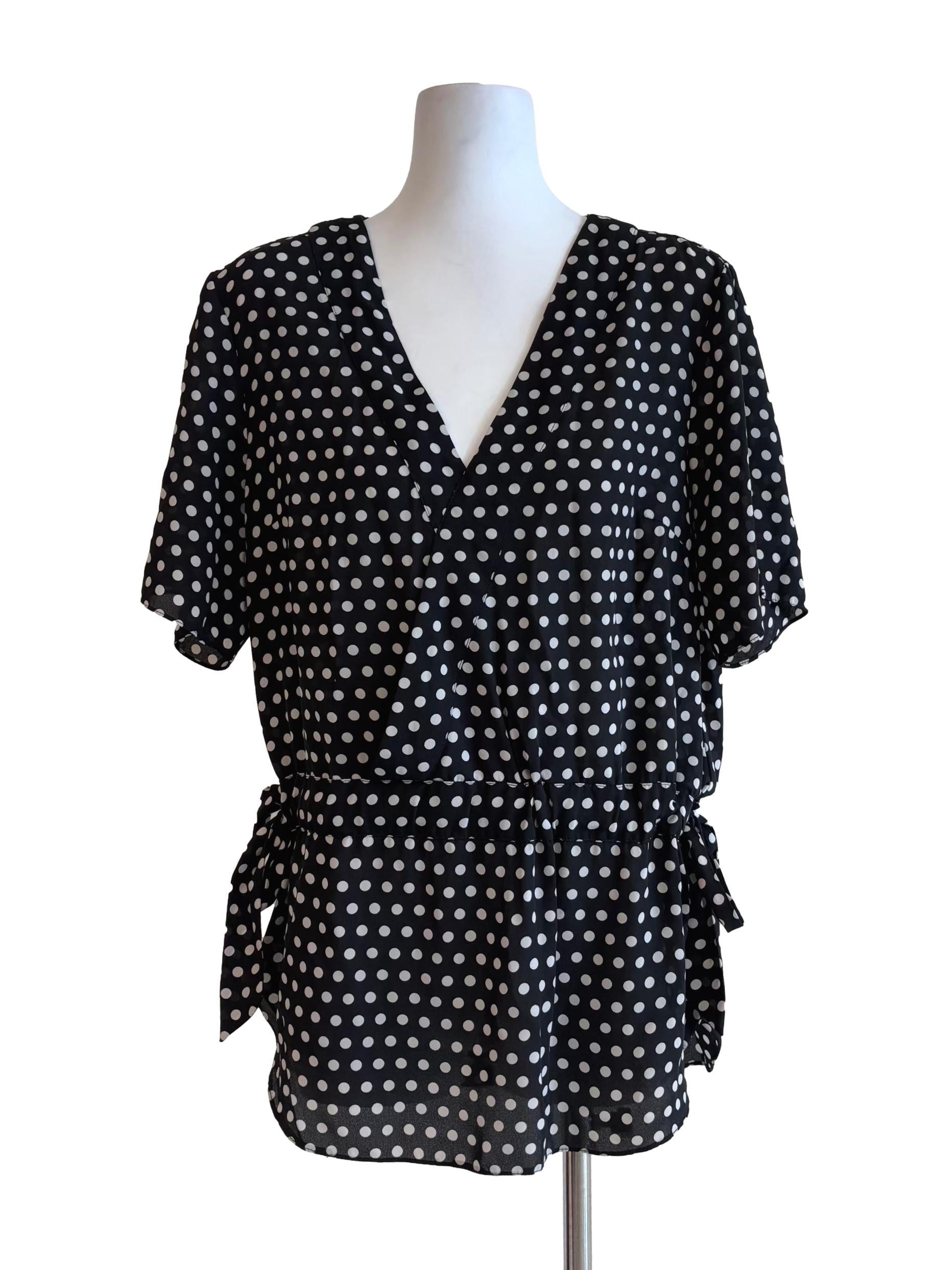 Black And White Polka Dot Peplum Top
