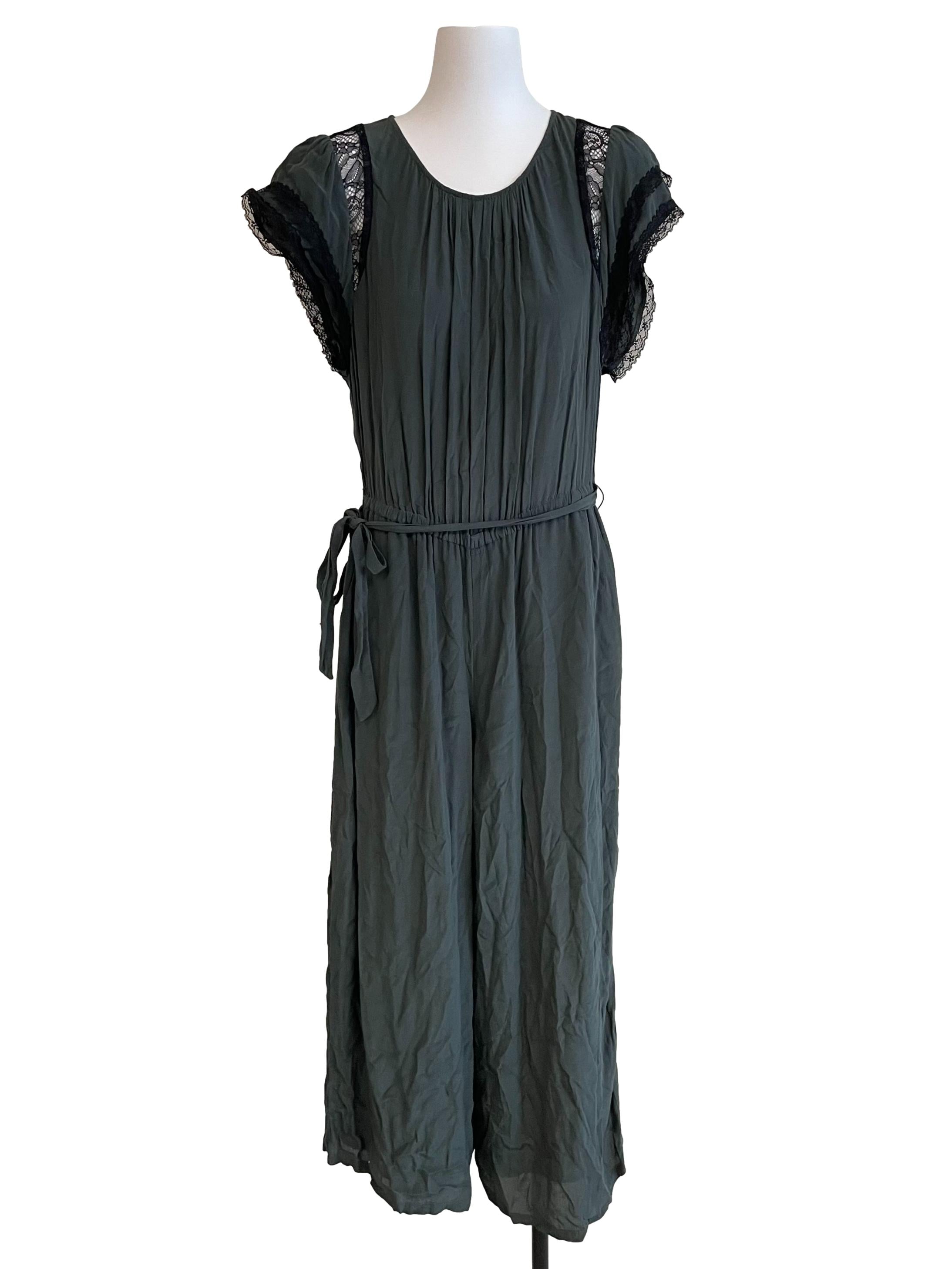 Pale Pine Lace Blouson Jumpsuit