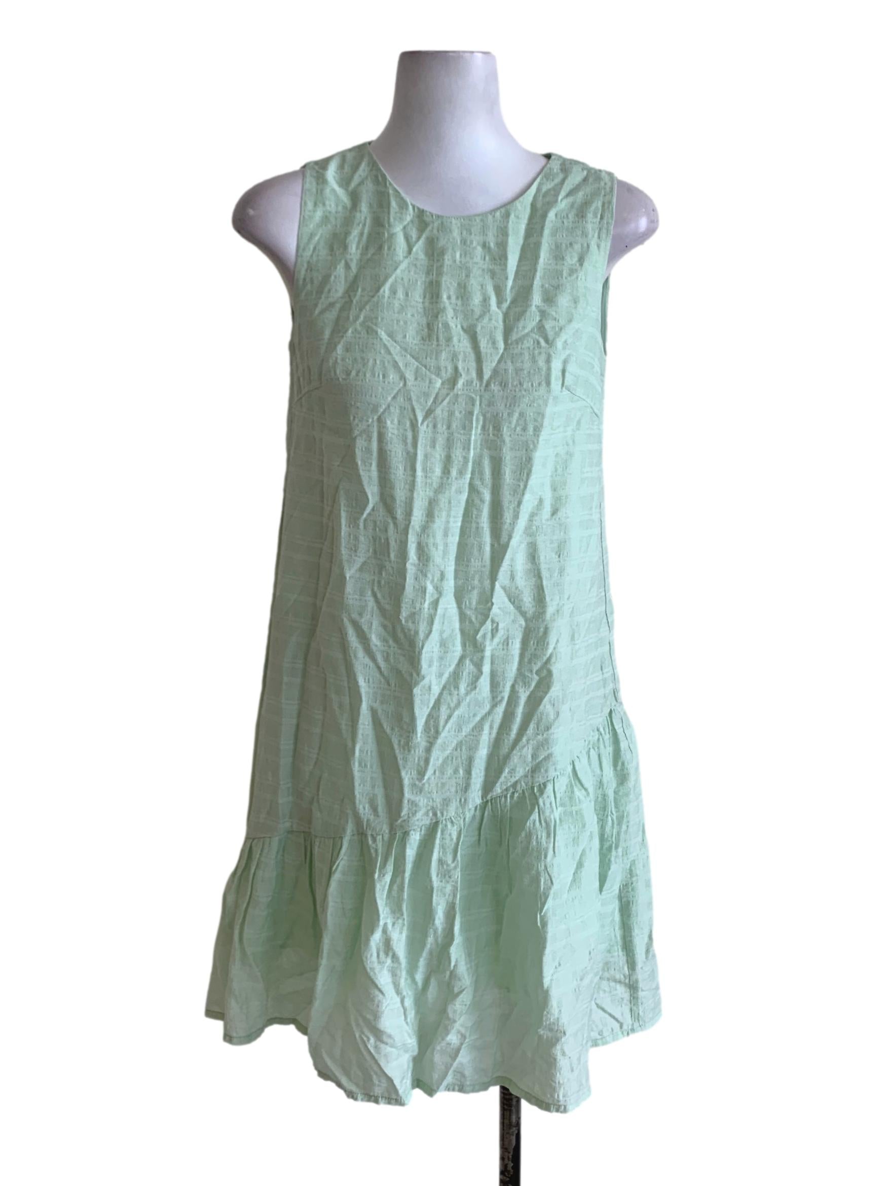 Lime Bateau Neckline Drop Waist Dress