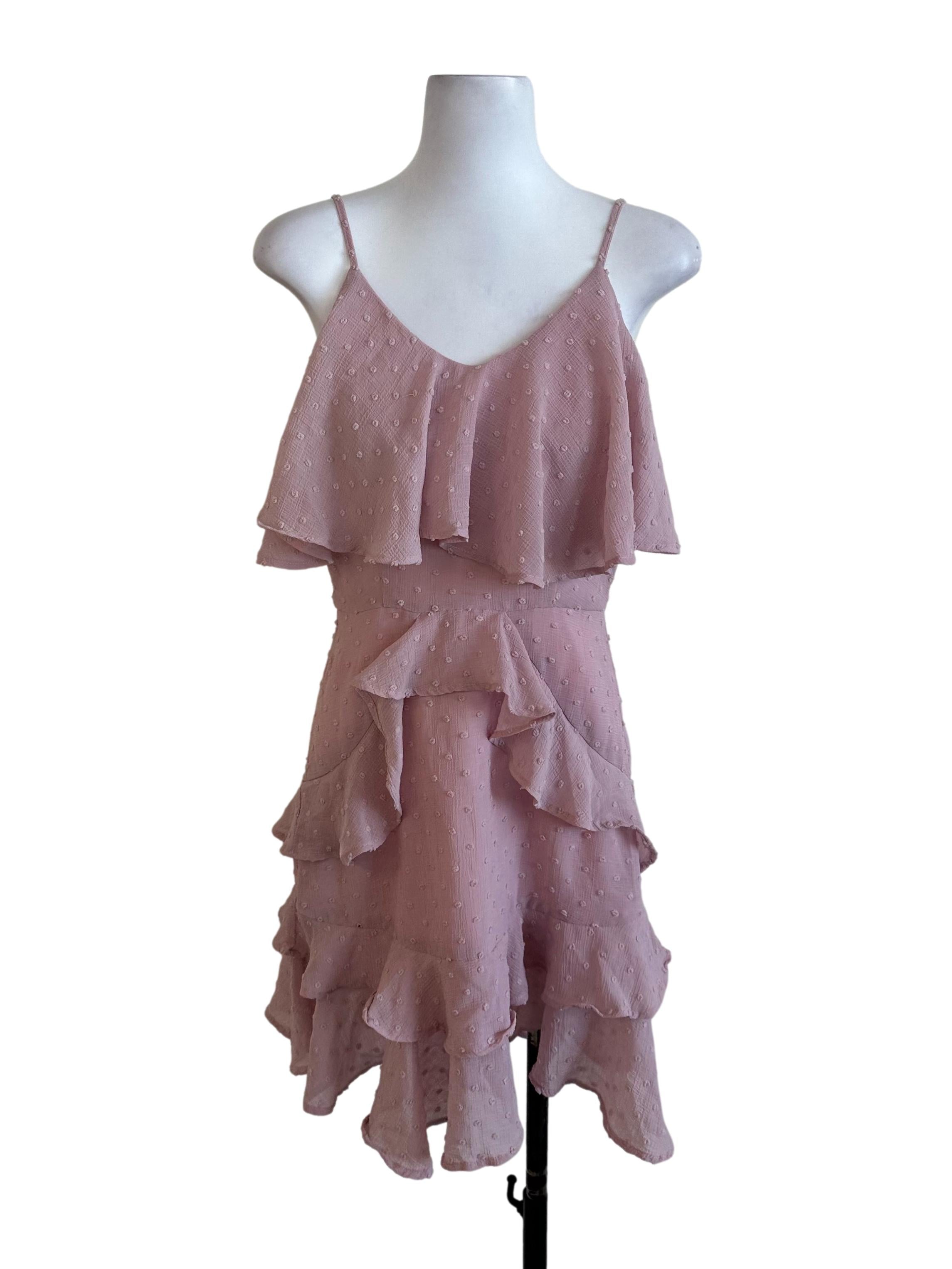 Dusty Pink Textured Ruffle Dress