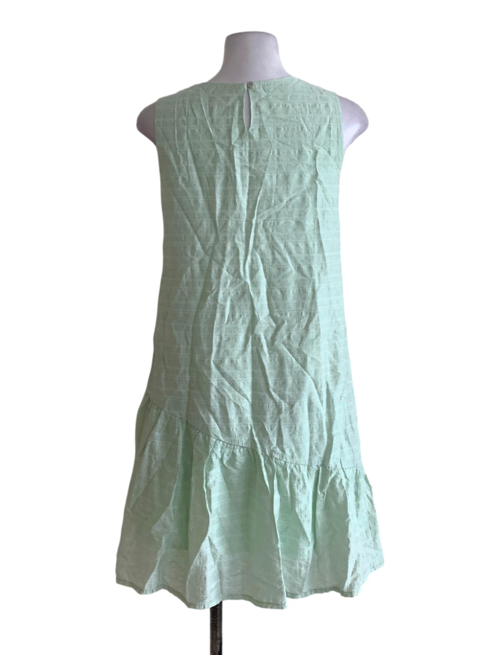 Lime Bateau Neckline Drop Waist Dress