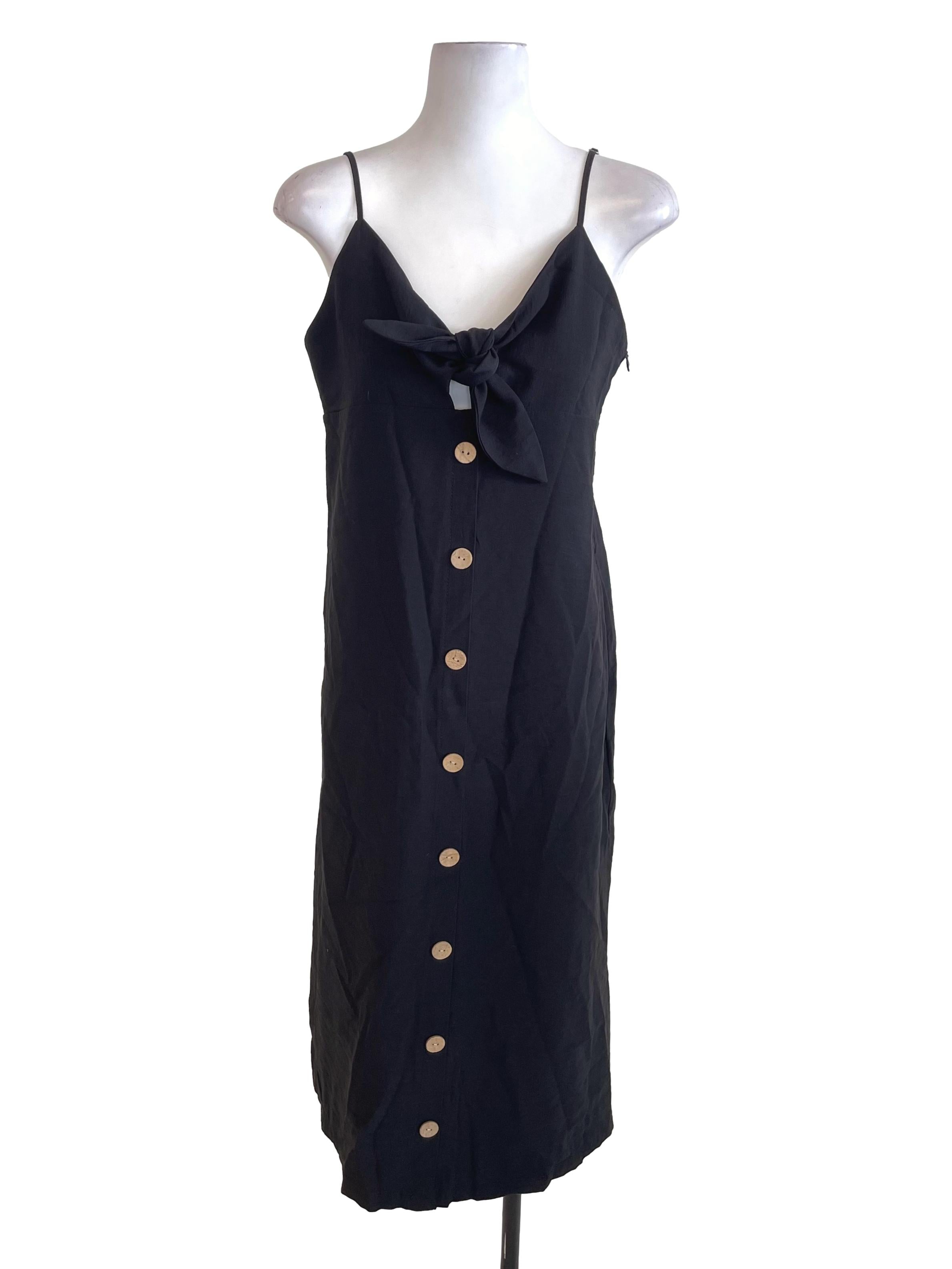 Black Button Cami Dress TEM