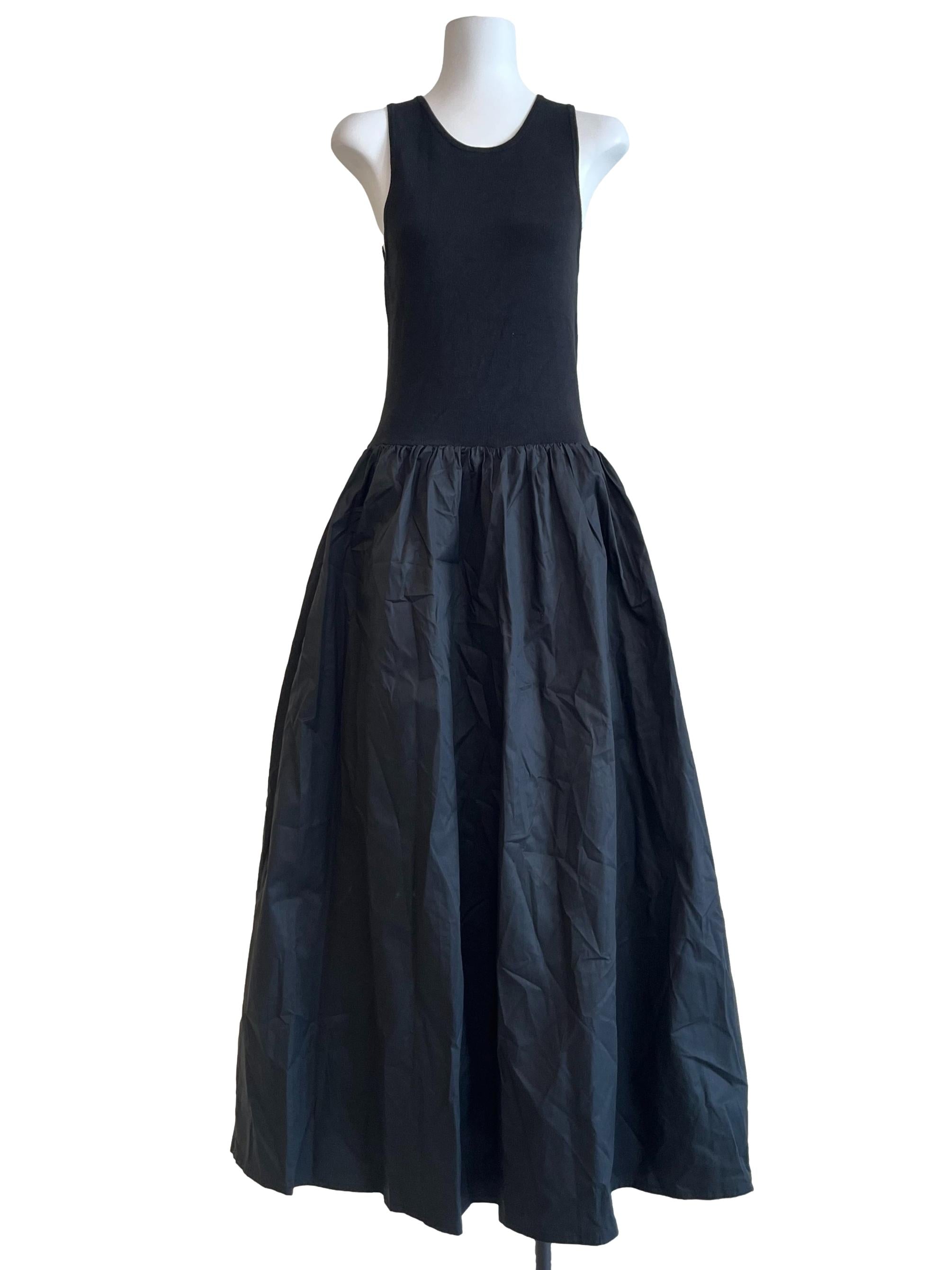 Onyx Black Scoop Drop Waist Dress