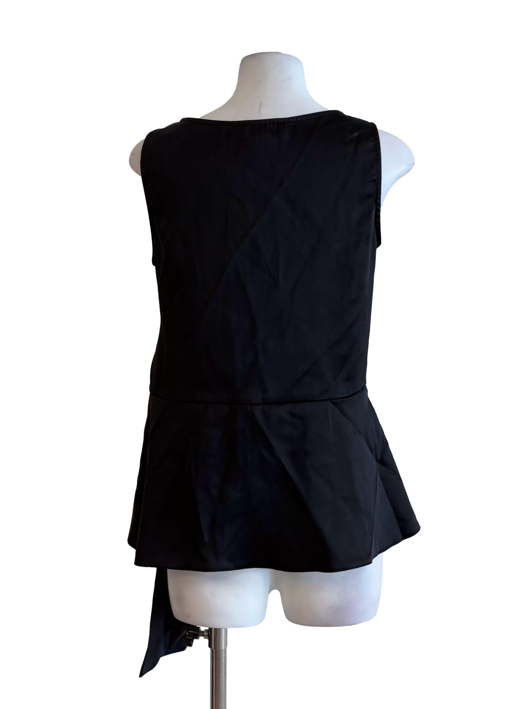 Rich Black Sleeveless Satin Top
