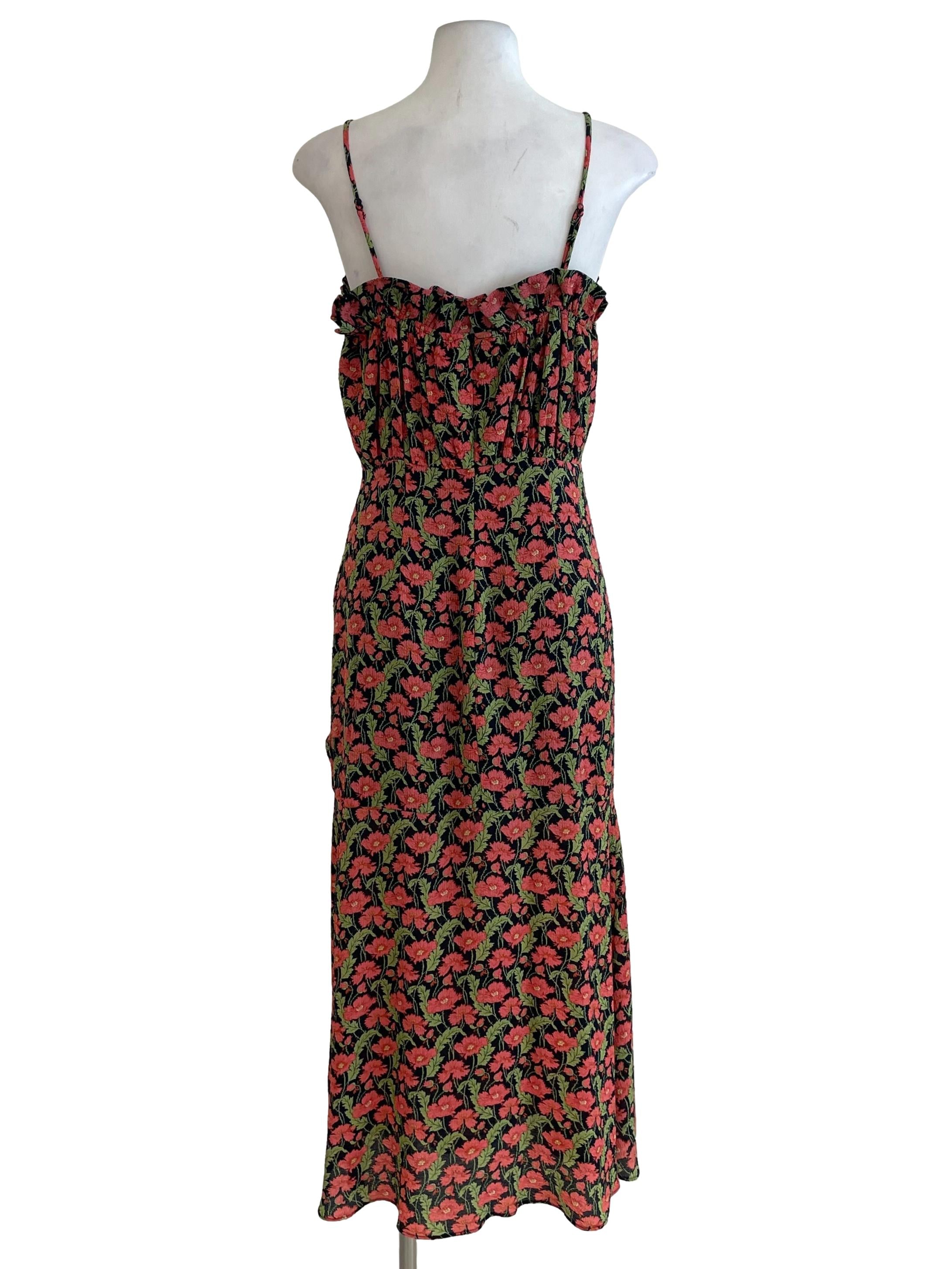 Black Floral Bodycon Slit Dress