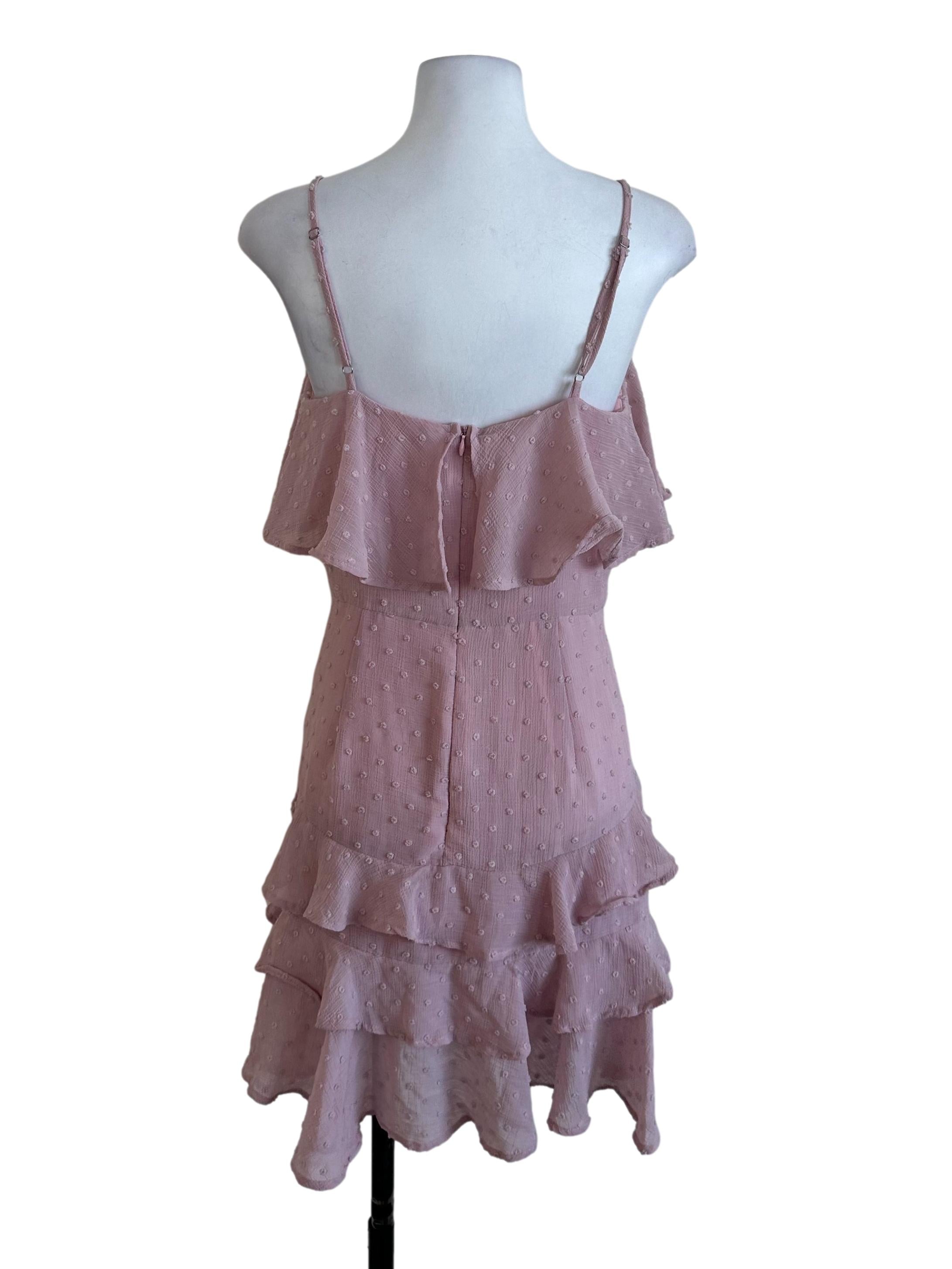Dusty Pink Textured Ruffle Dress
