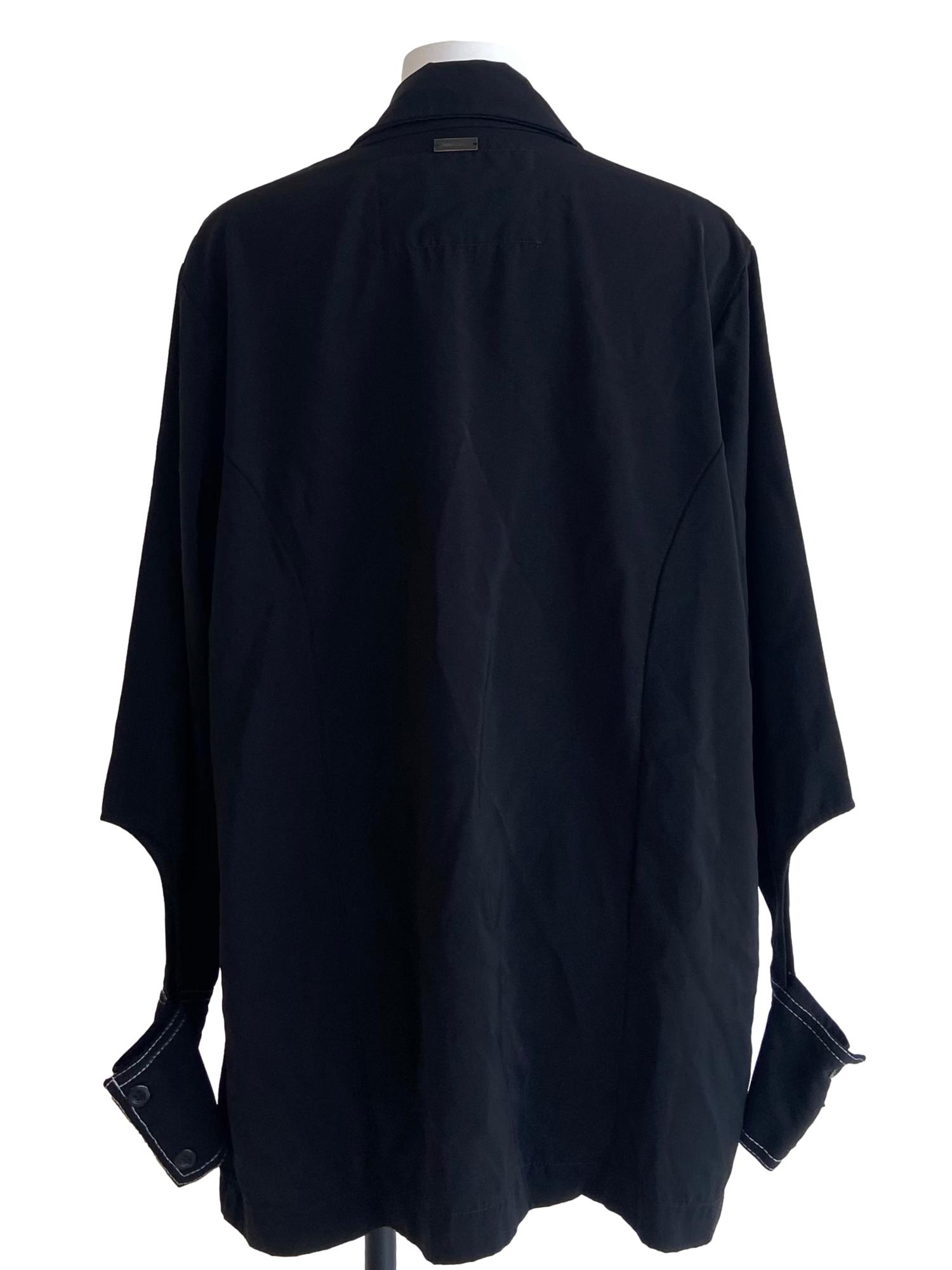 Black V-Neck Twill Blazer