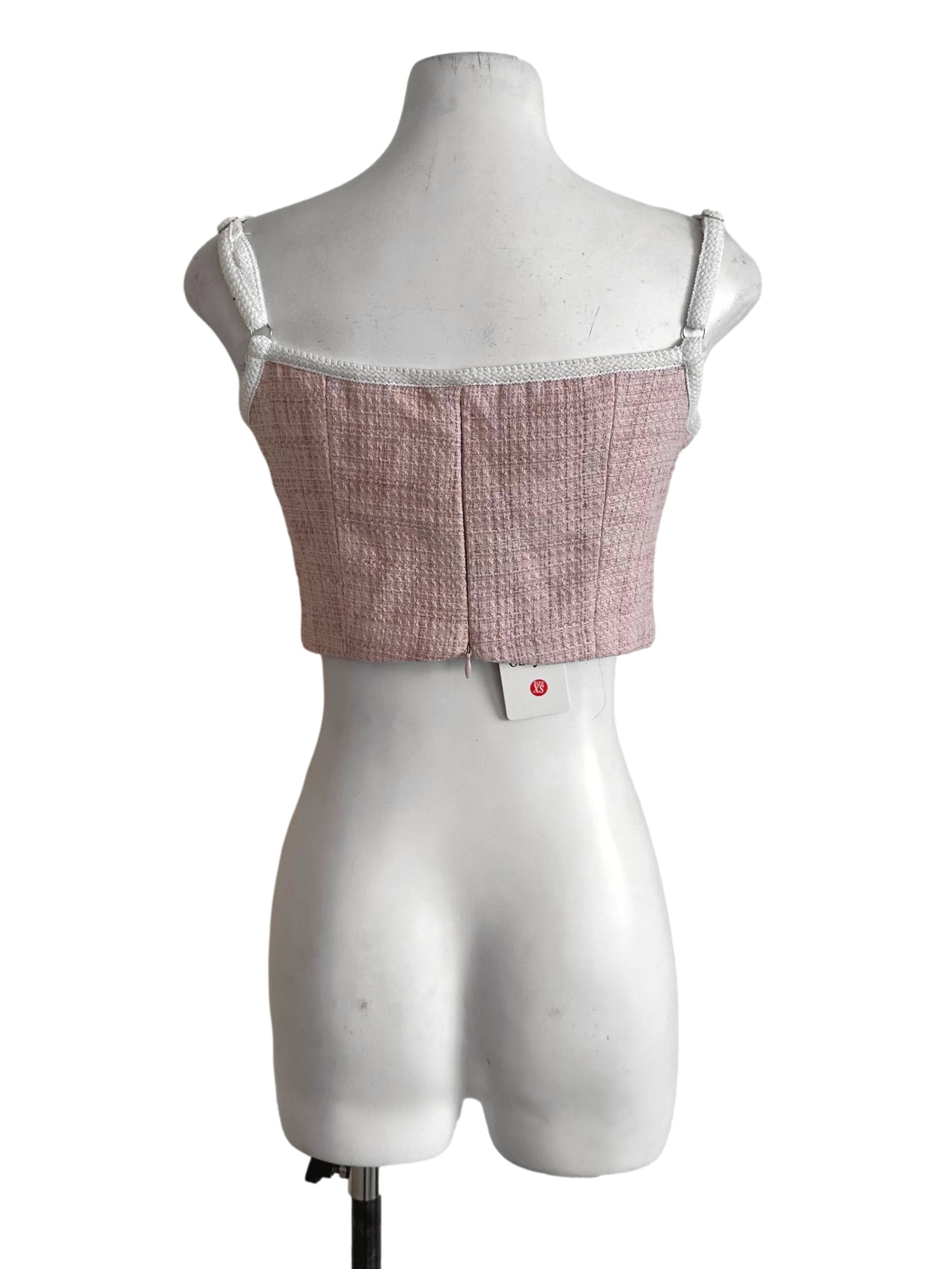 Light Pink Tweed Textured Pearl Top