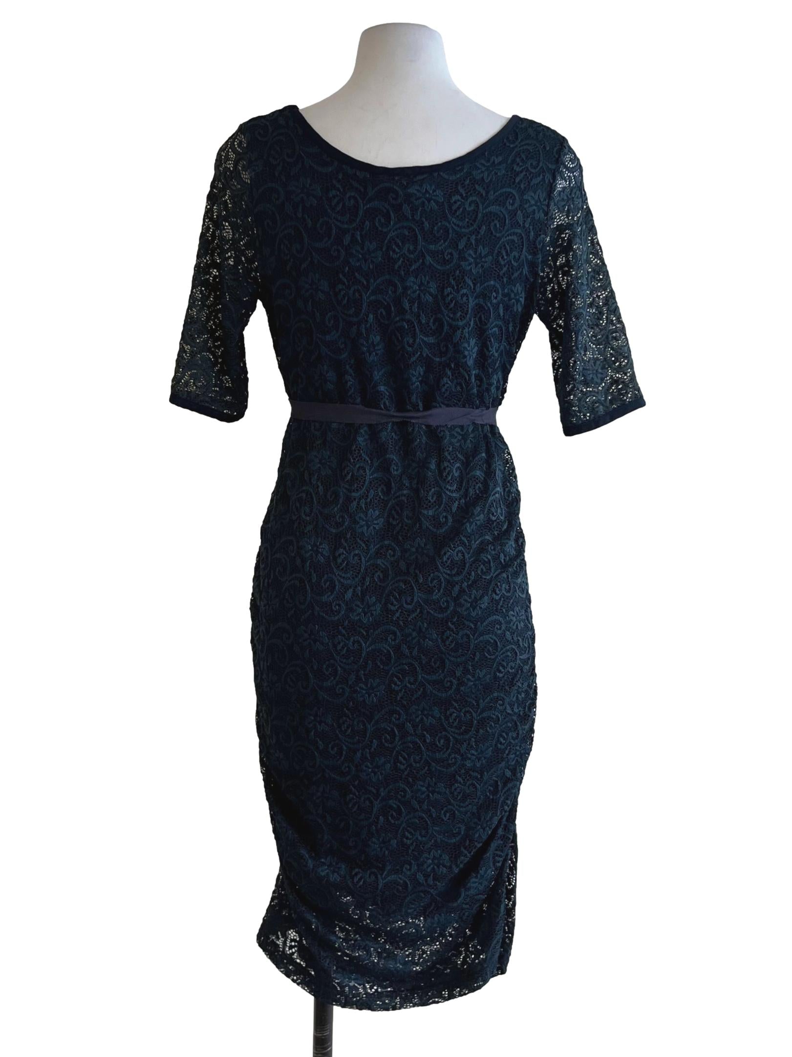Midnight Blue Lace Empire Dress