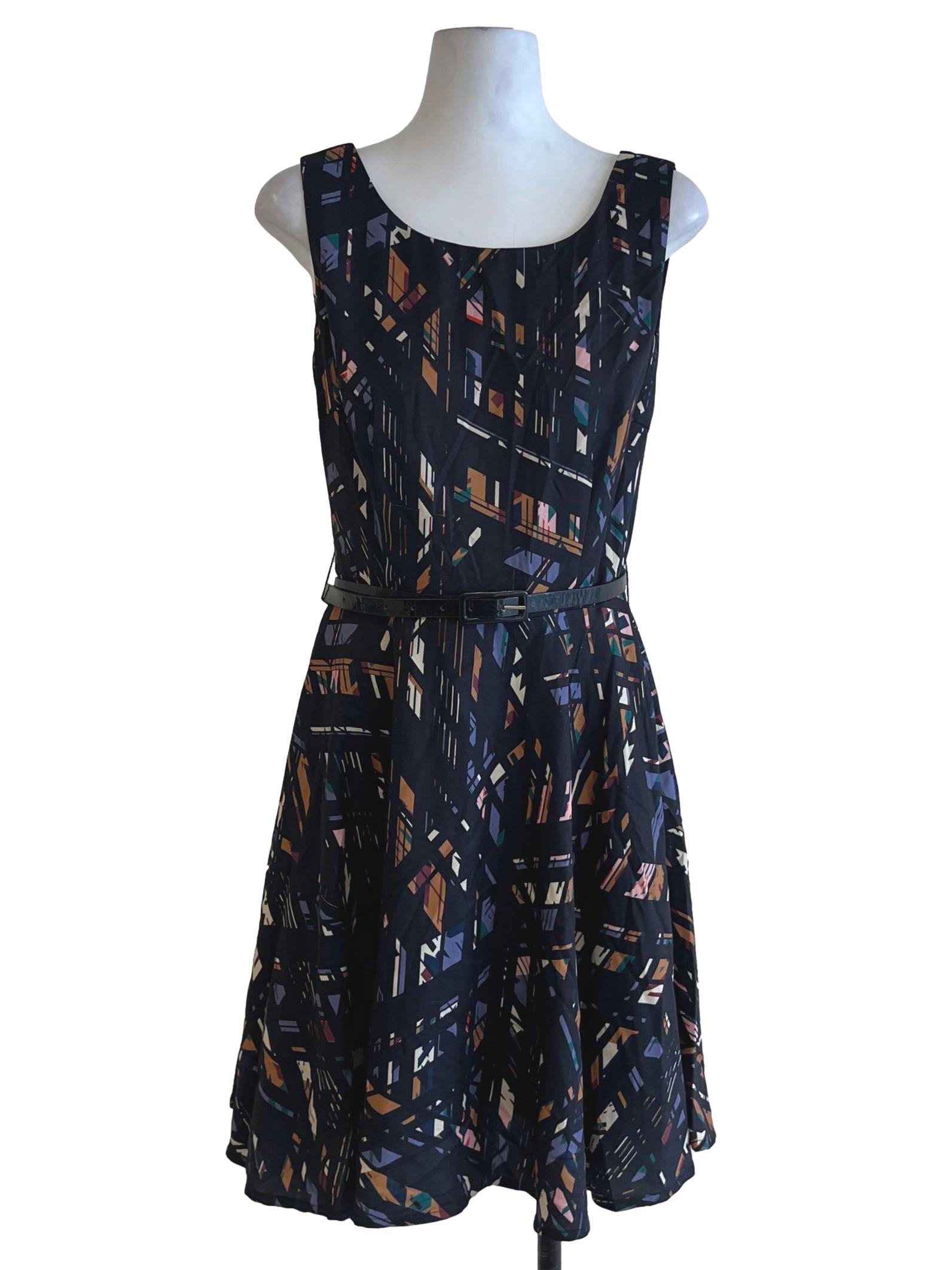 Black Abstract A-Line Dress