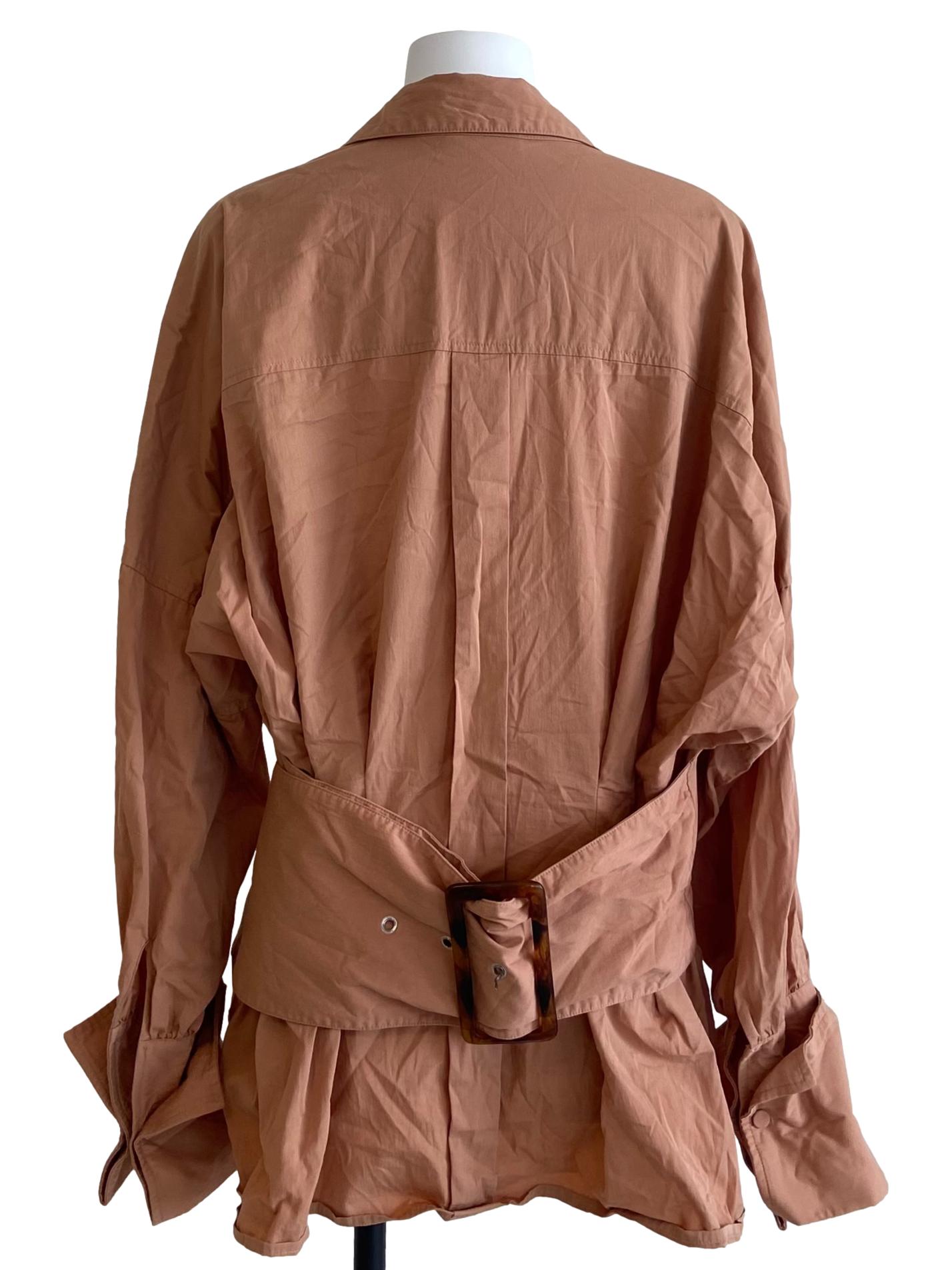 Salmon Pink V-Neck Batwing Sleeve Blouse