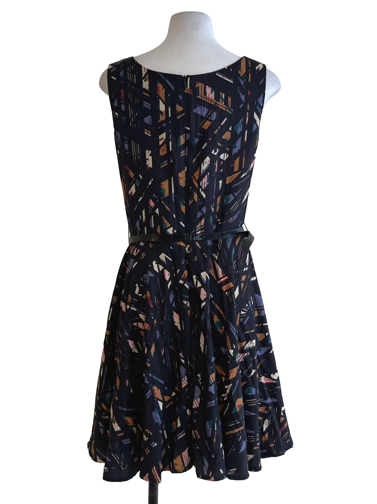 Black Abstract A-Line Dress
