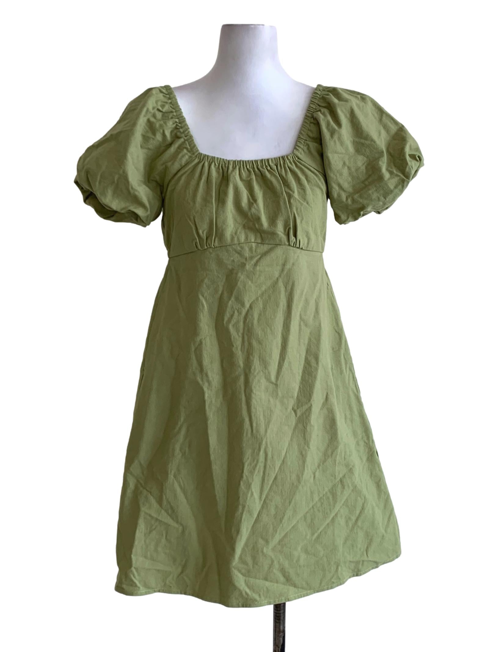 Lime Square Neckline Empire Dress TCL