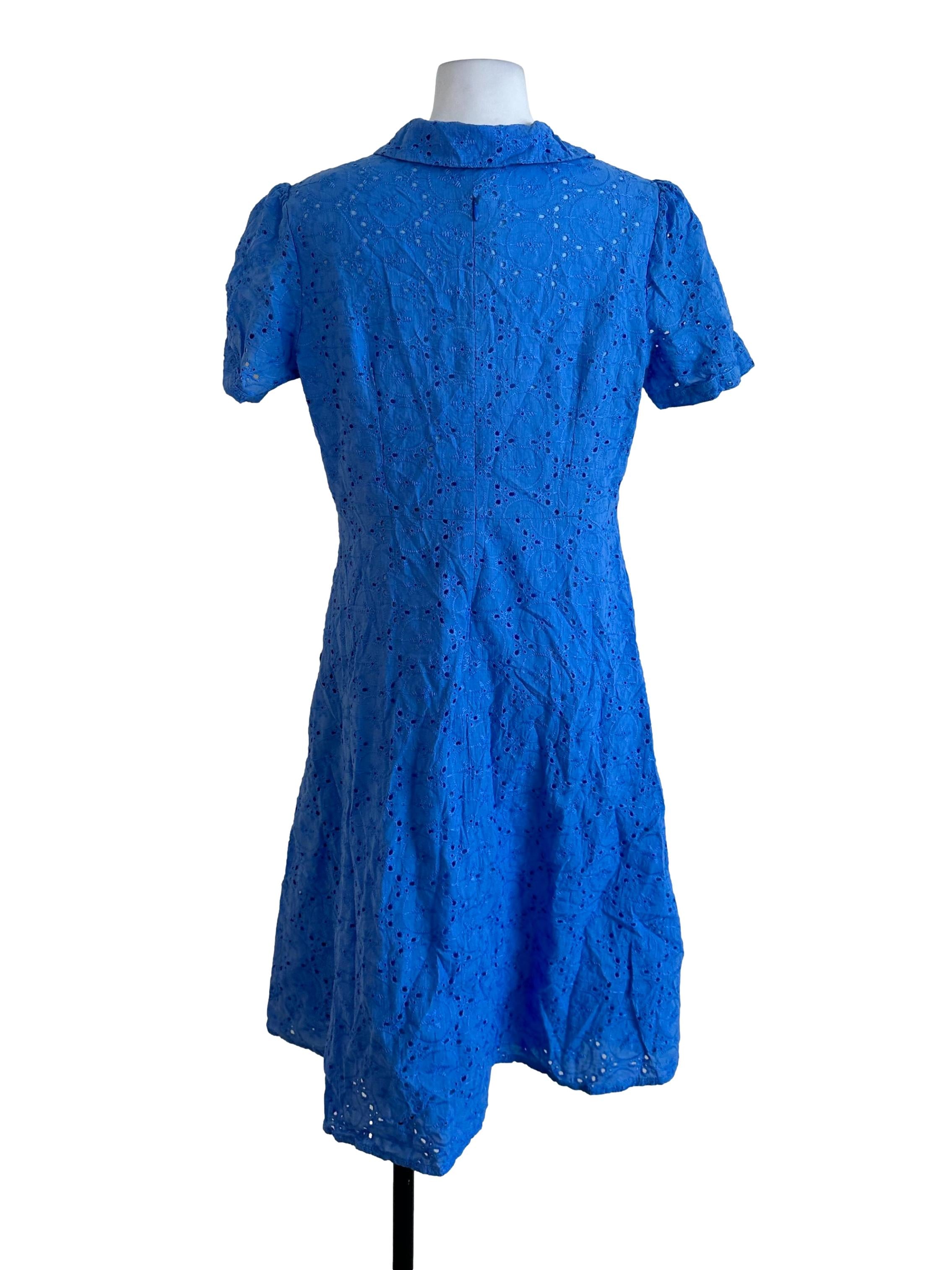 Sky Blue Eyelet Embroidery Dress