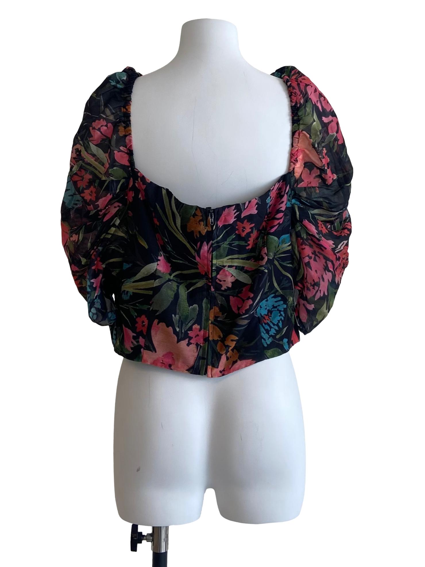 Black & Floral Crop Top
