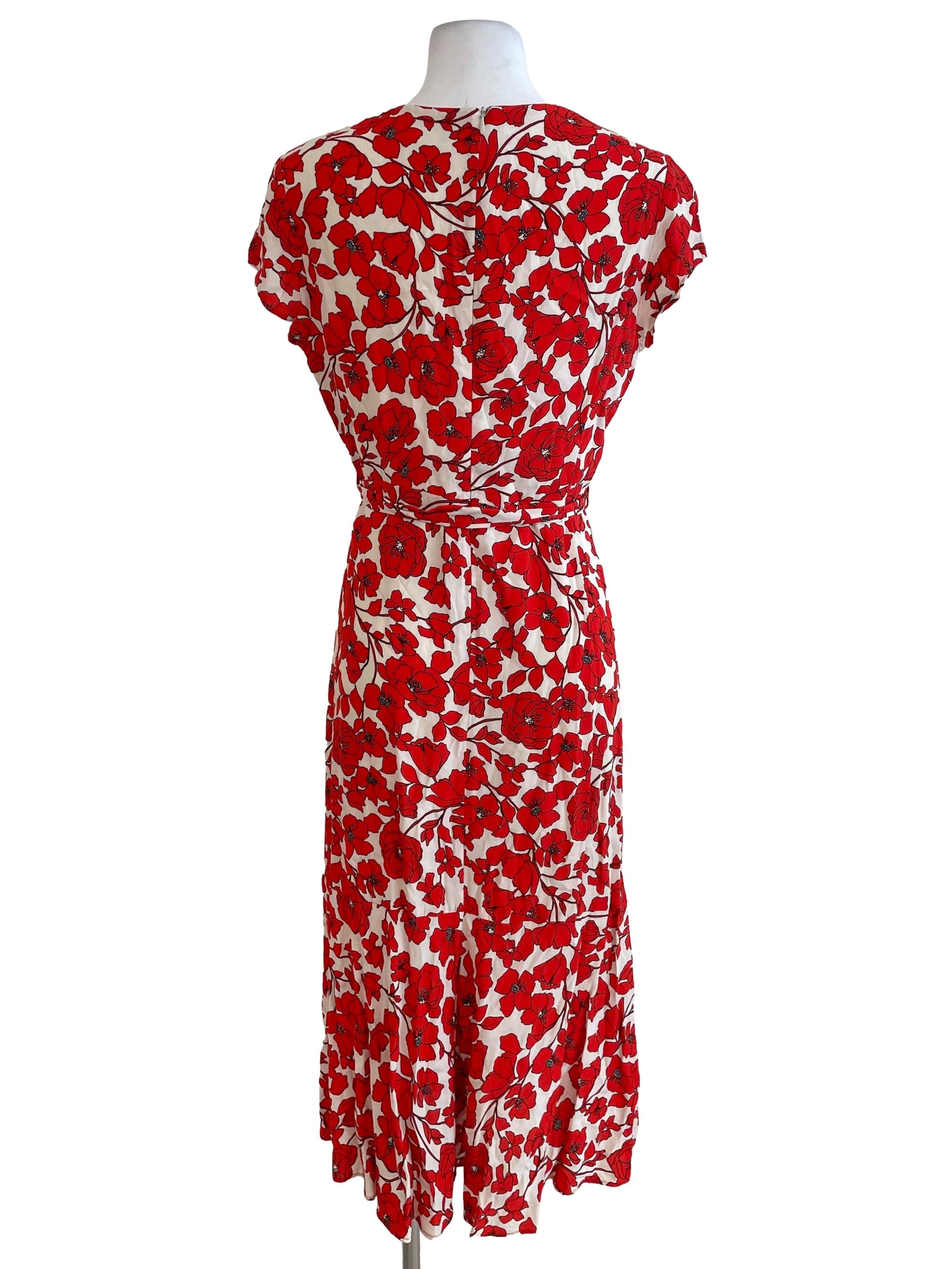Alabaster & Red Floral Wendy Wrap Dress