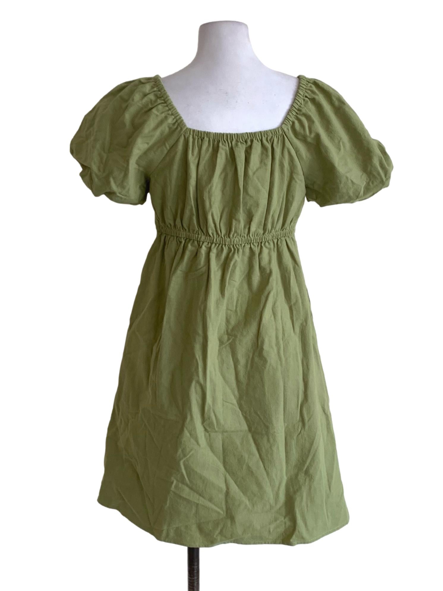 Lime Square Neckline Empire Dress TCL