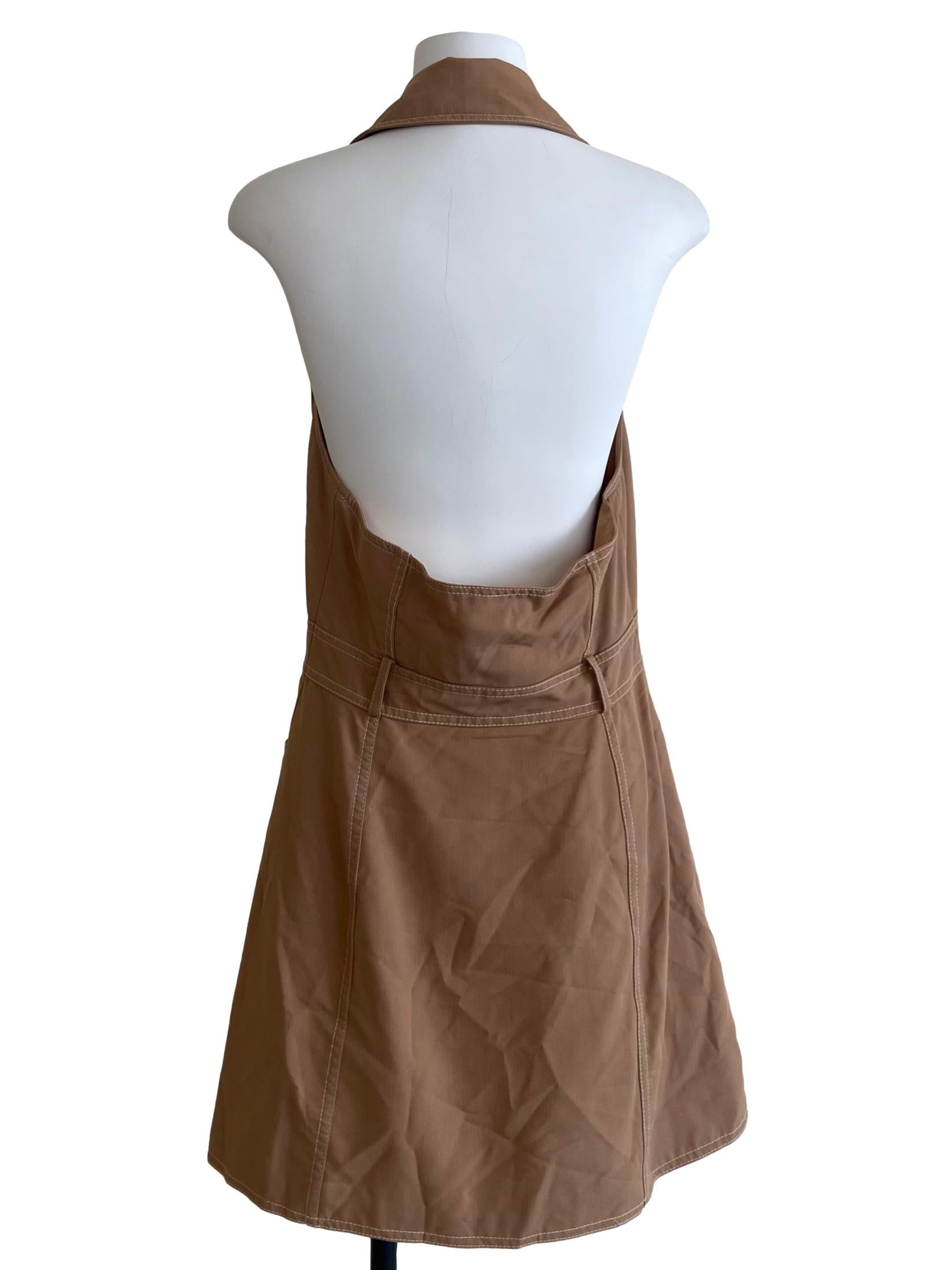 Tawny Brown Halter Neck Button Down Dress