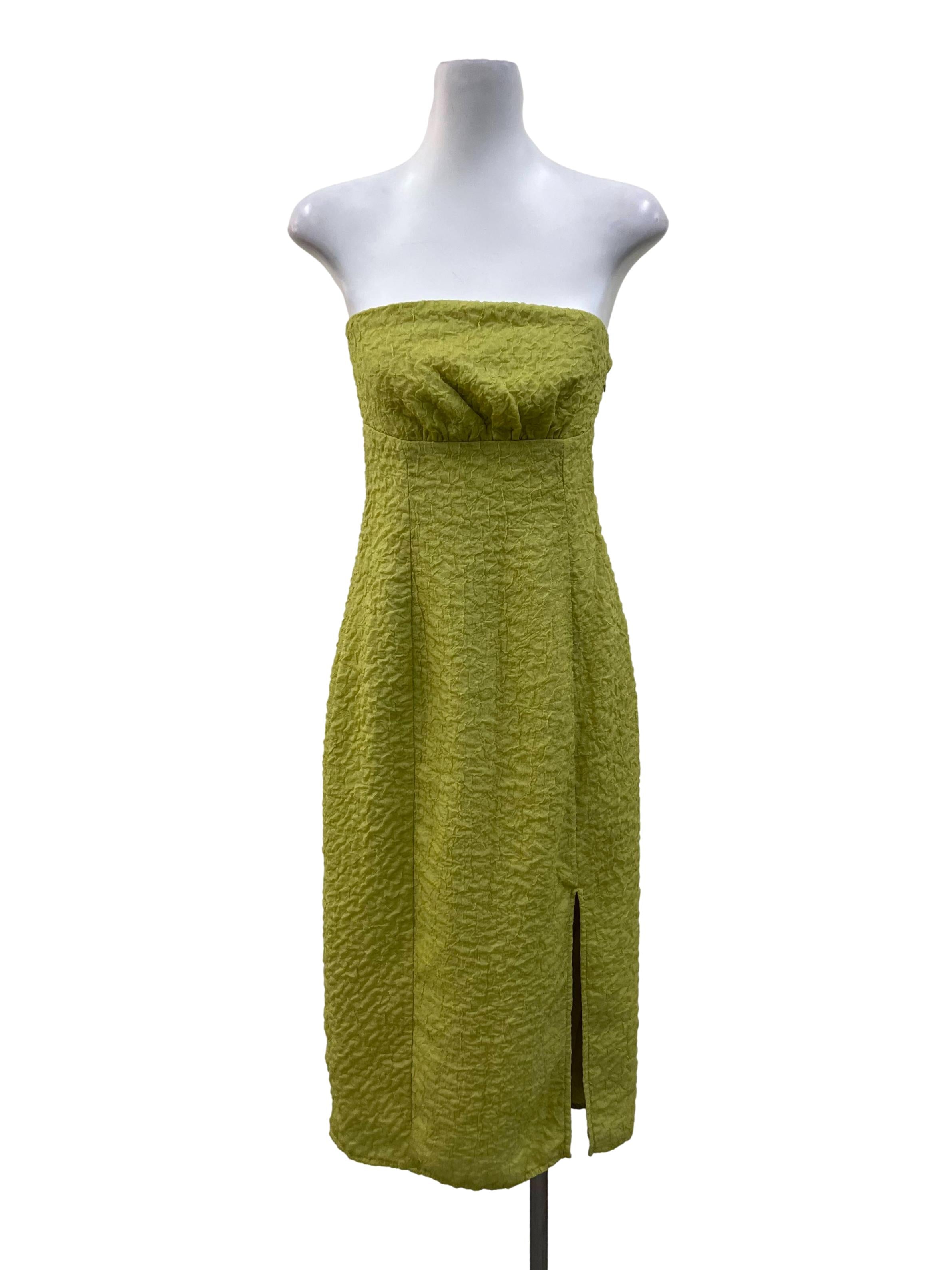 Green Textured Tube Dress