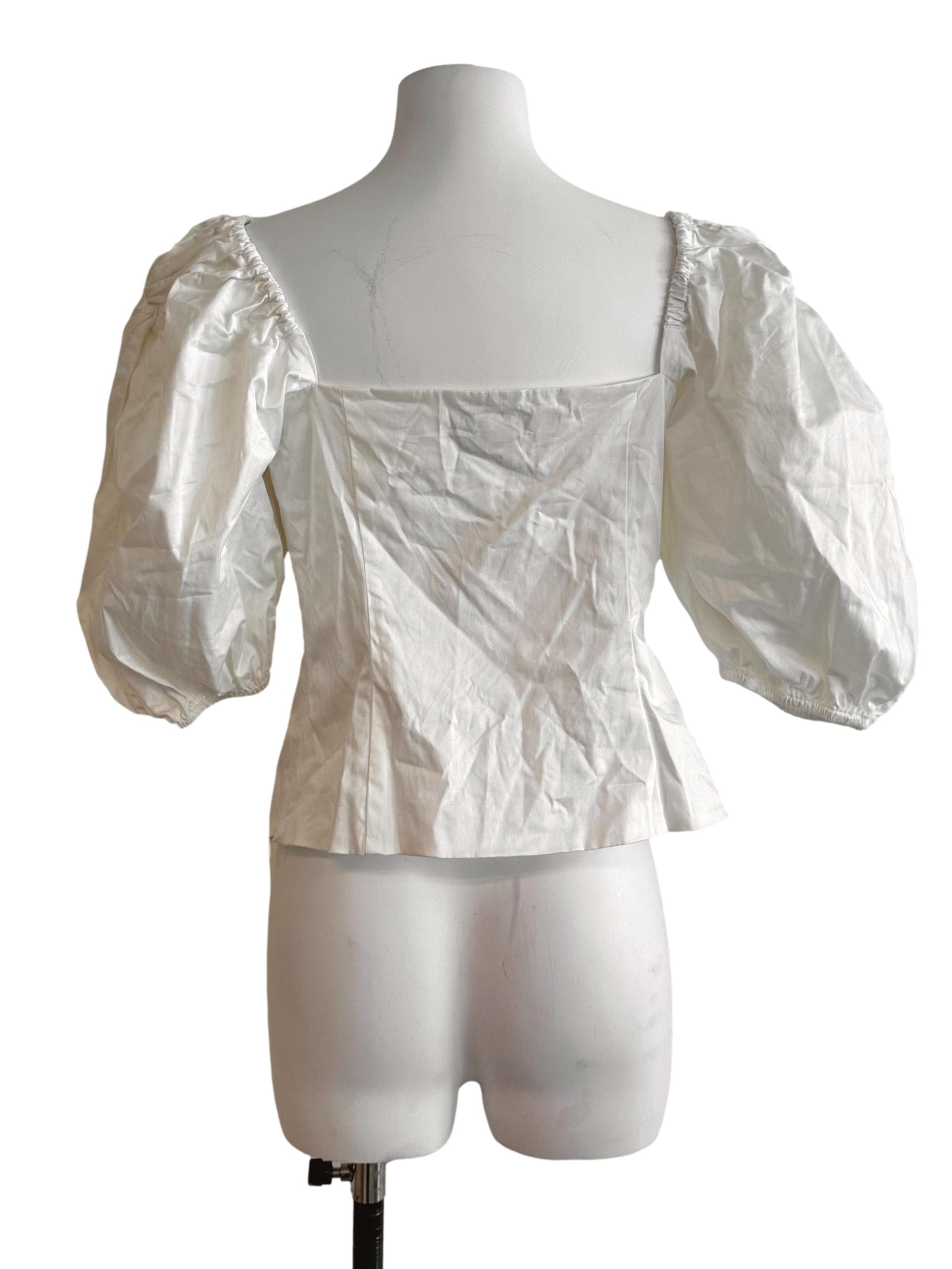Ivory White Square Neck Puff Sleeve Top LB