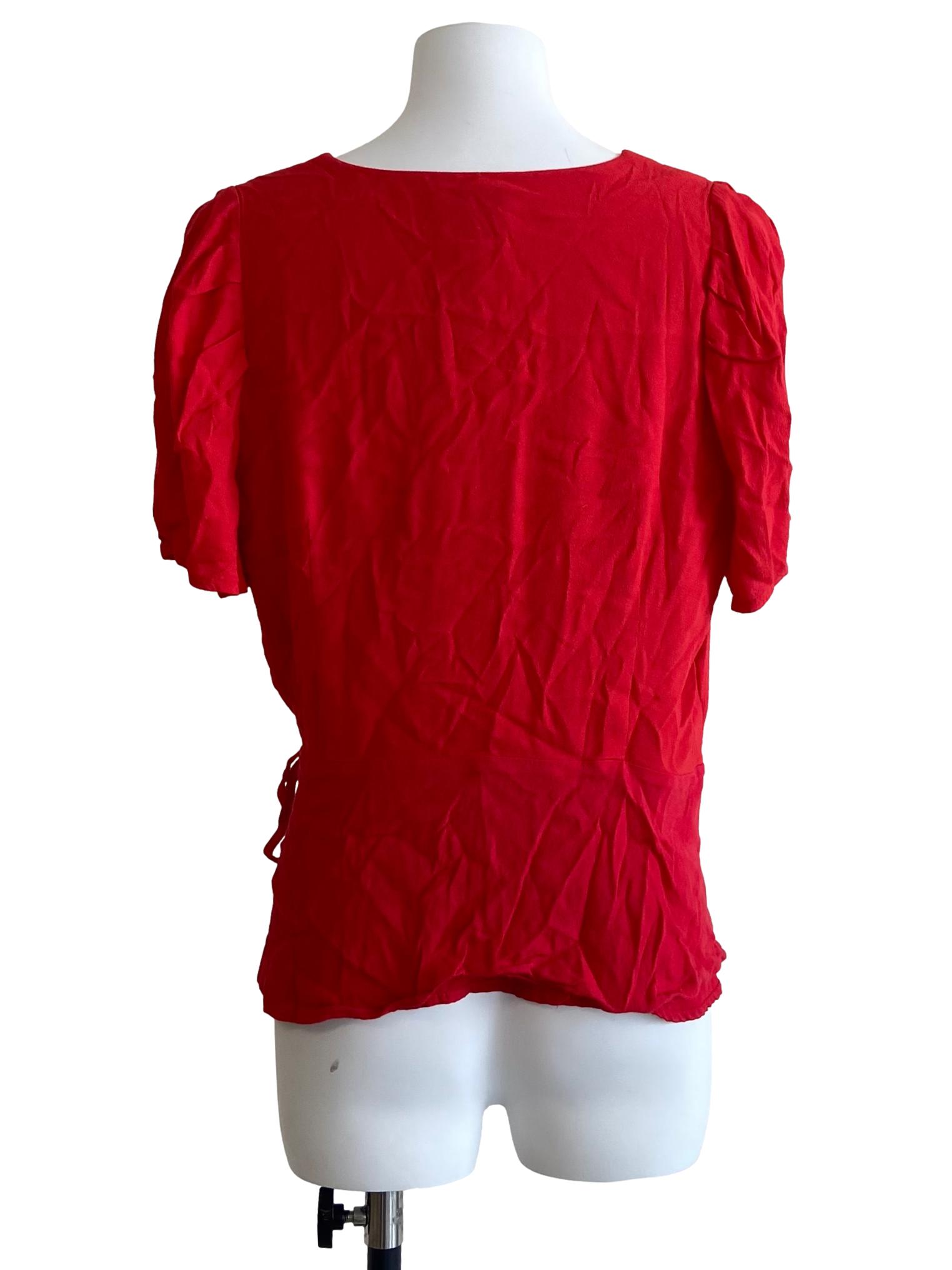 Strawberry Pink V-Neck Wrap Blouse
