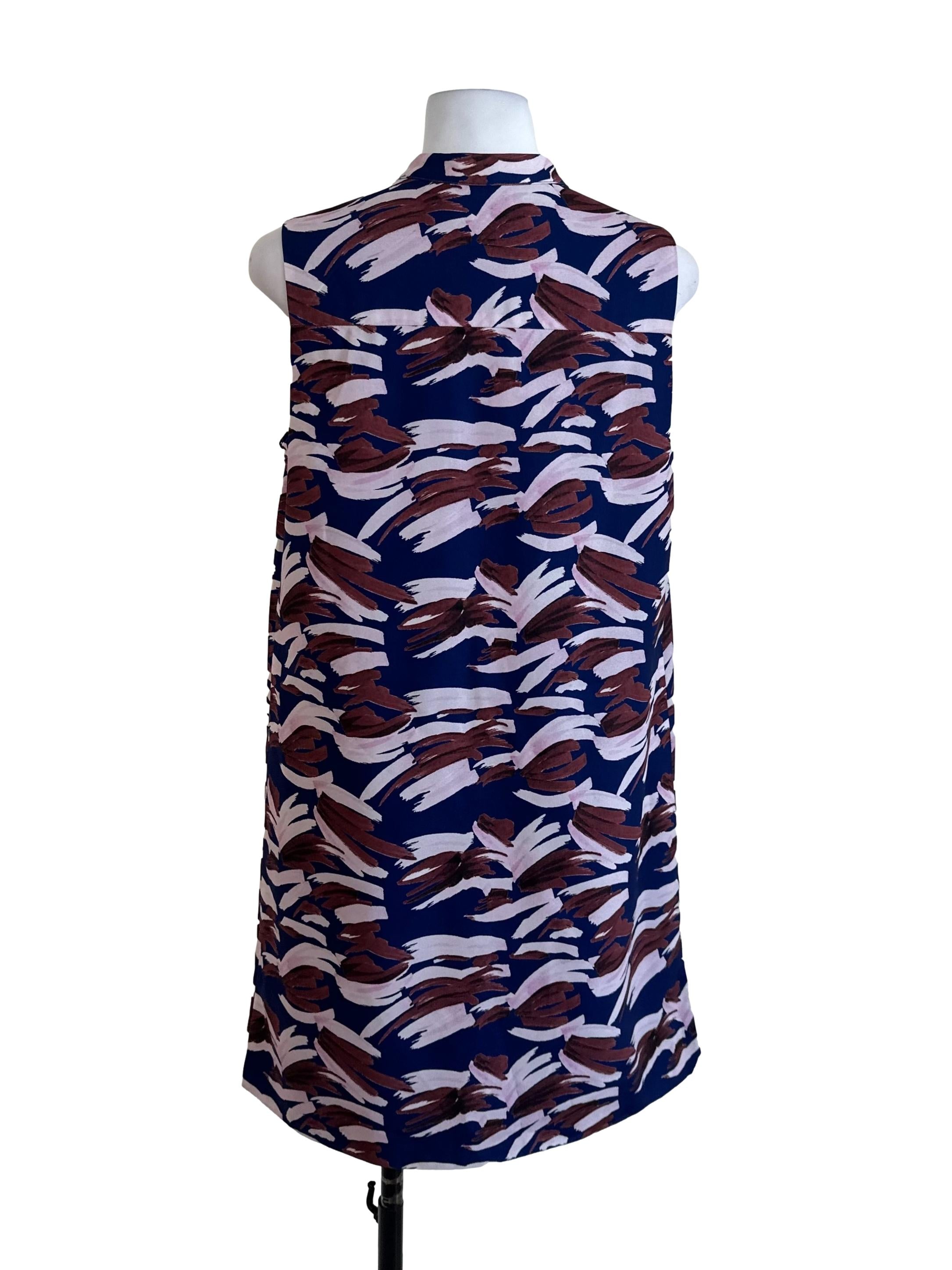 Navy Blue Pattern Pocket Dress
