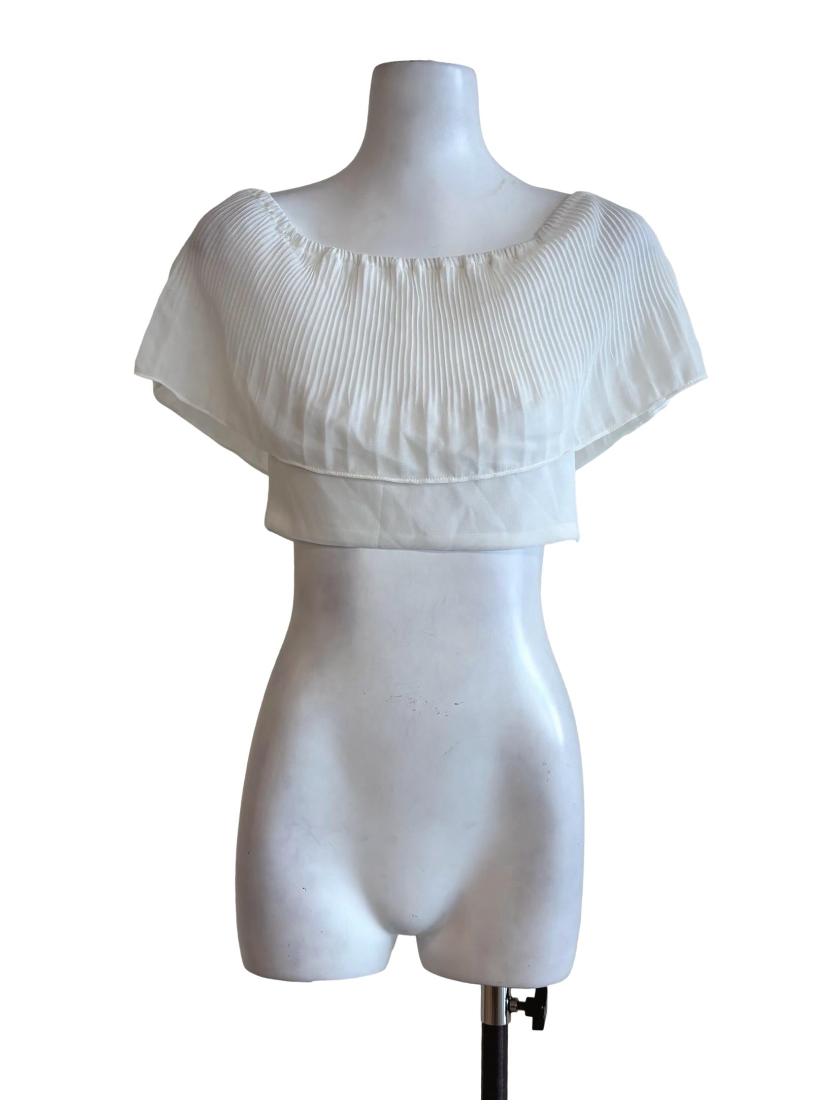 Powder White Cowl Crop Top