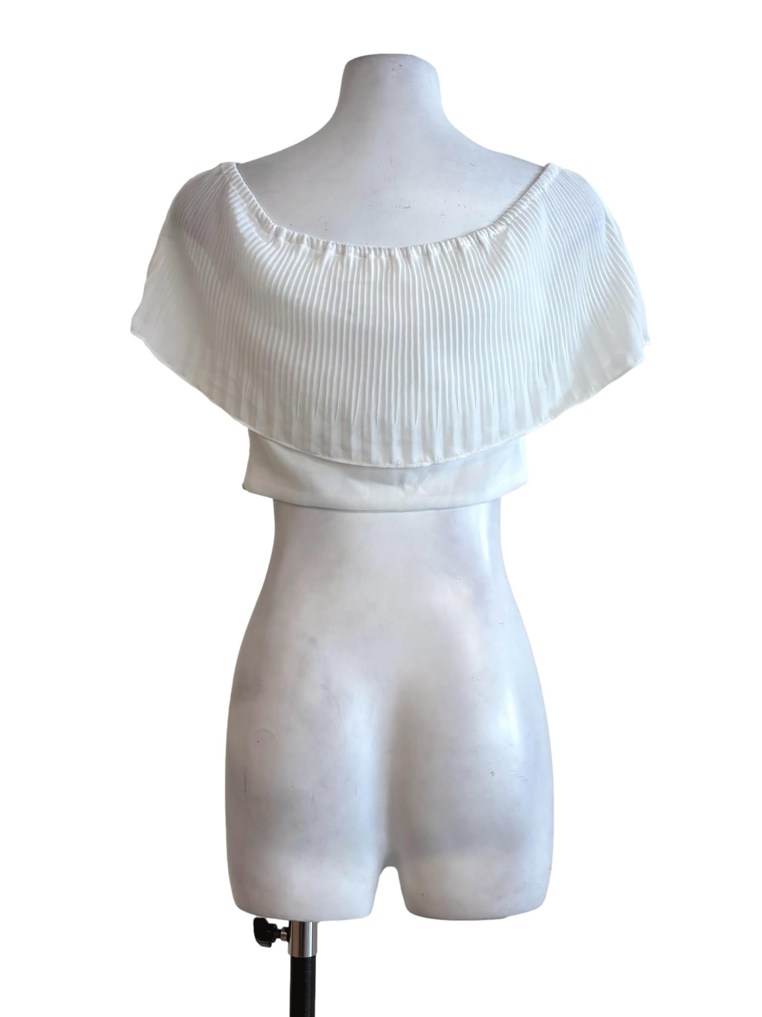 Powder White Cowl Crop Top