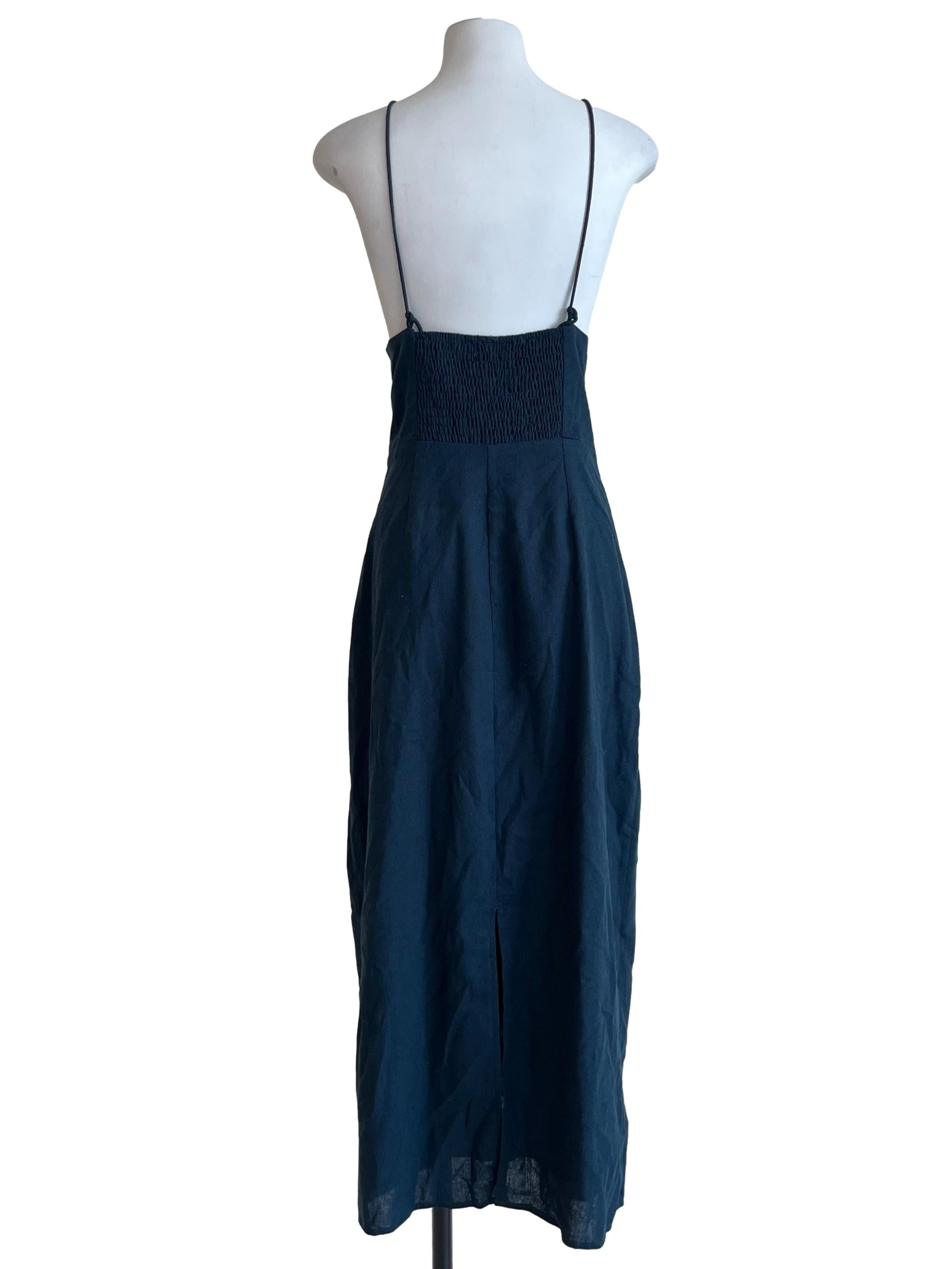 Navy Blue Linen Slip Dress