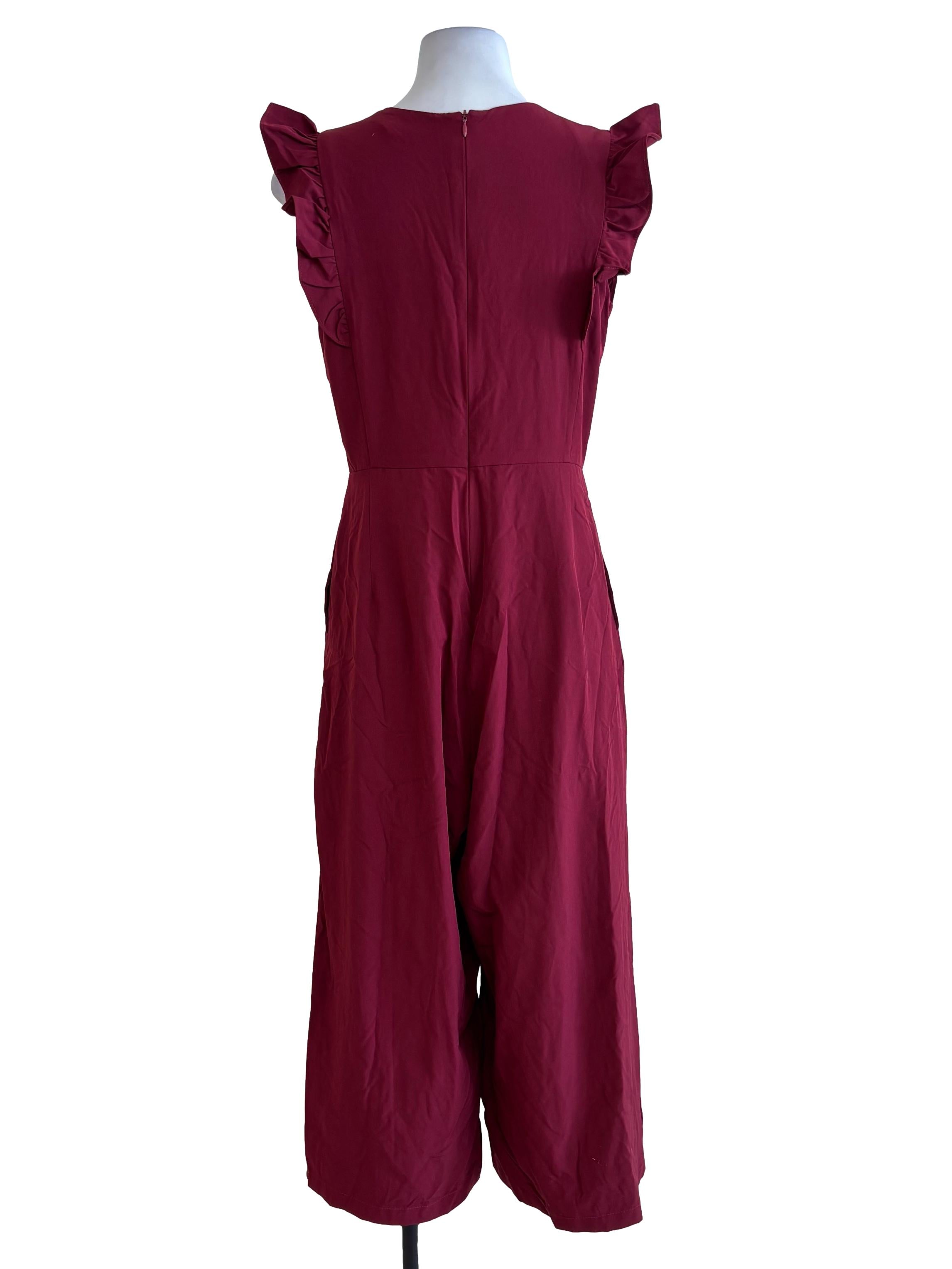 Ruby Red V Neck Flutter Jumpsuit