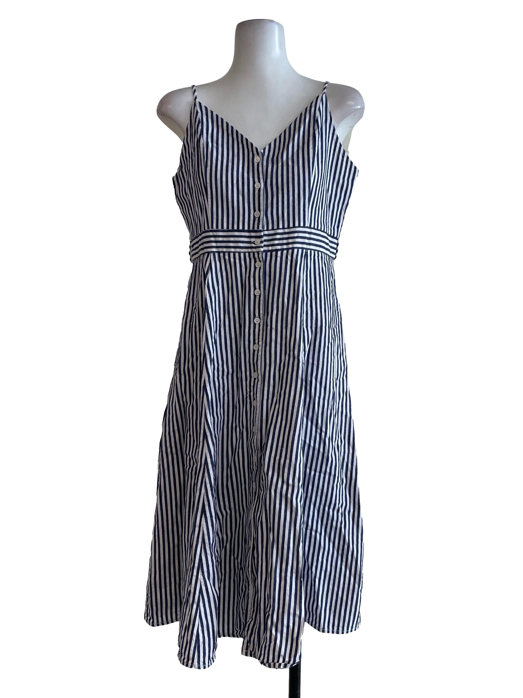 Blue Bengal Stripe V Neck Dress