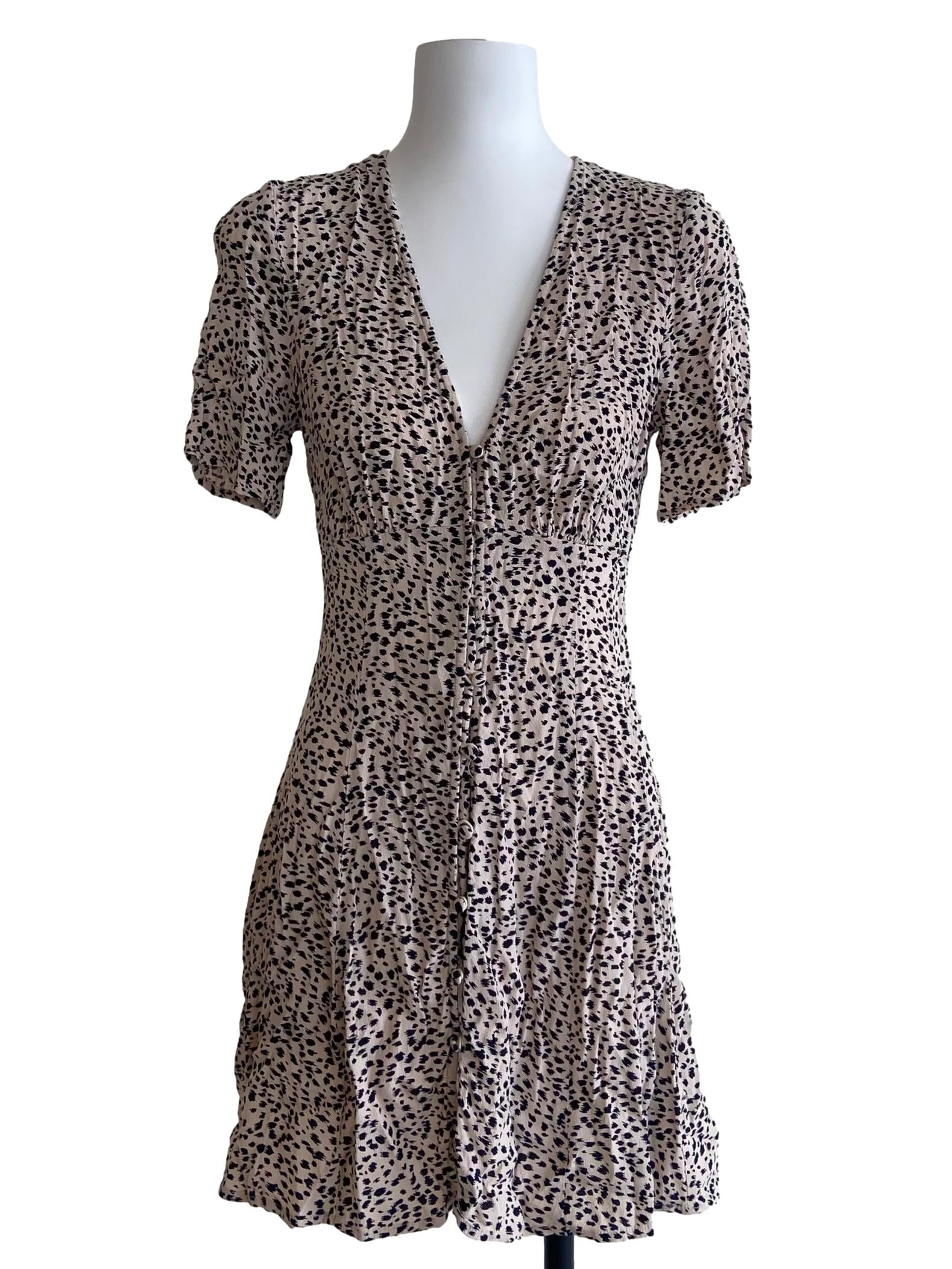 Beige & Black Leopard Button Down Shirt Dress