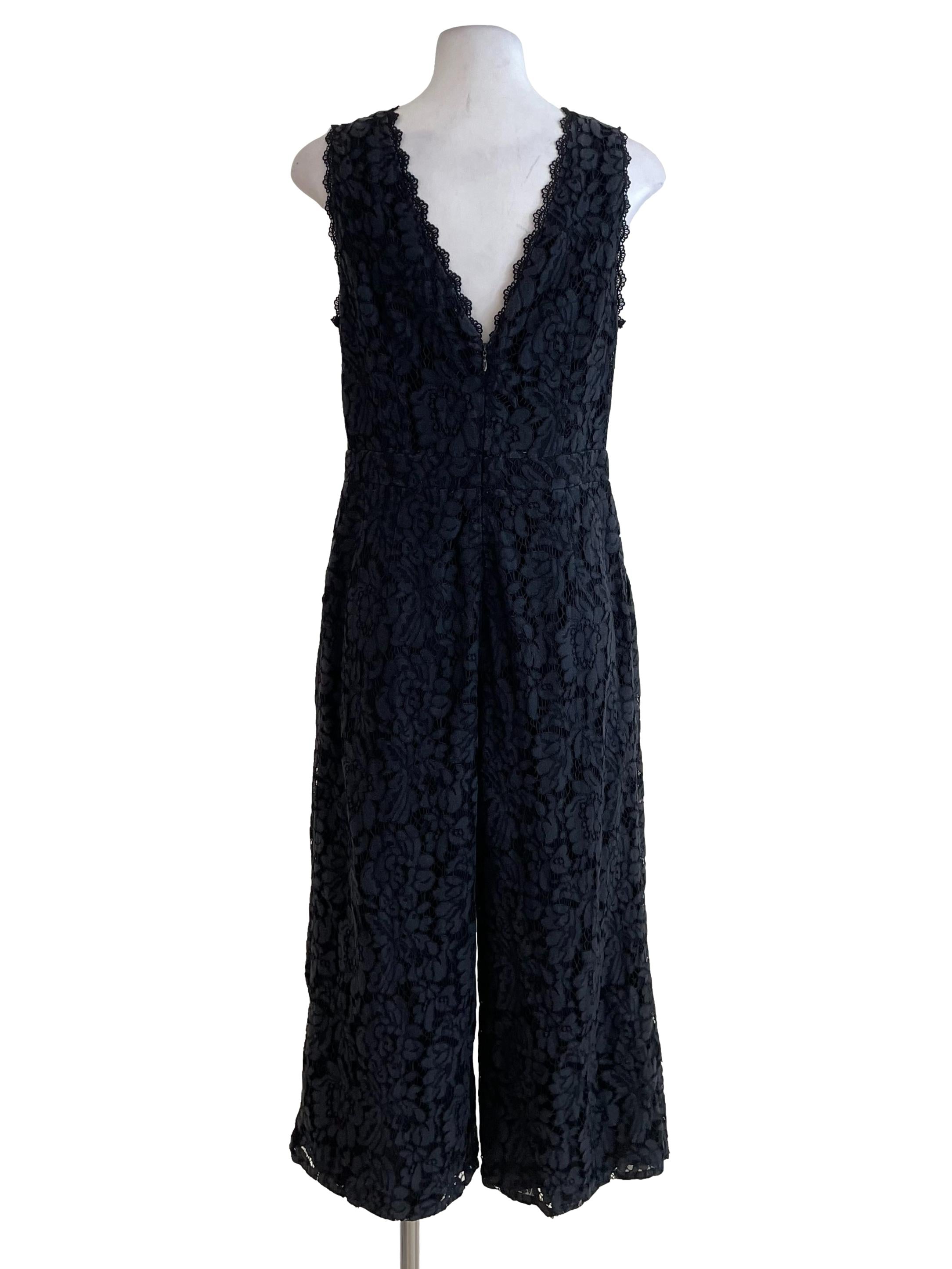 Black Lace V Neck Jumpsuit