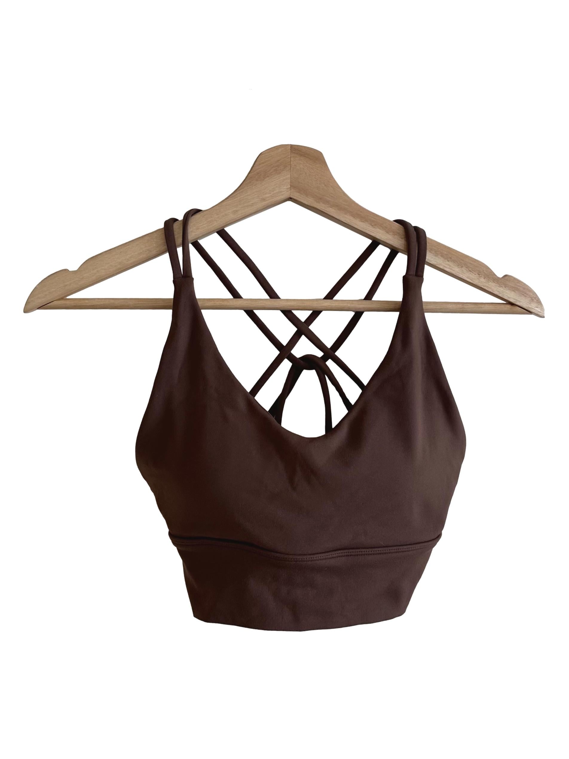 Mocha Brown Back Overlap Sports Bra