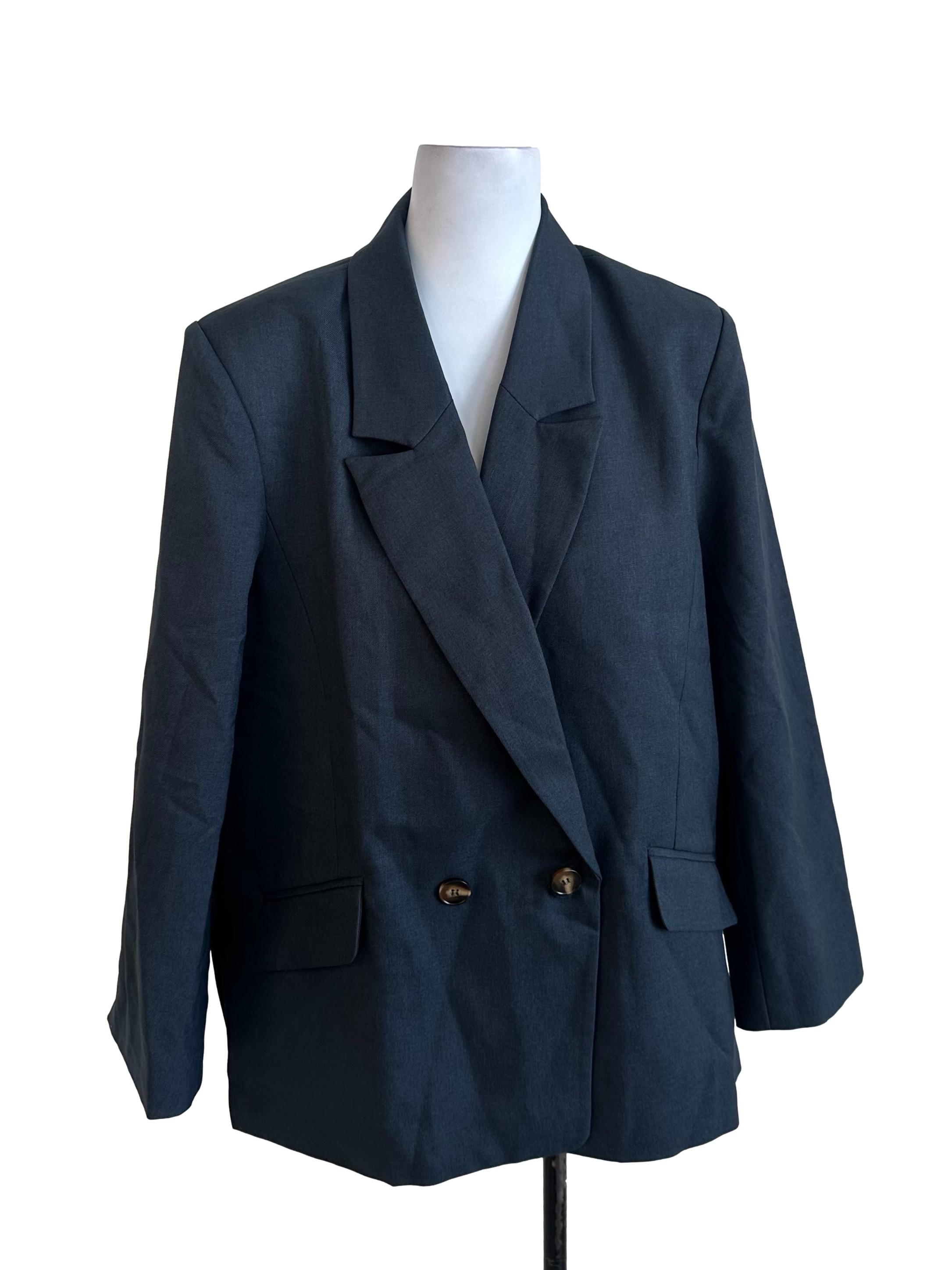 Dark Grey Plain Blazer