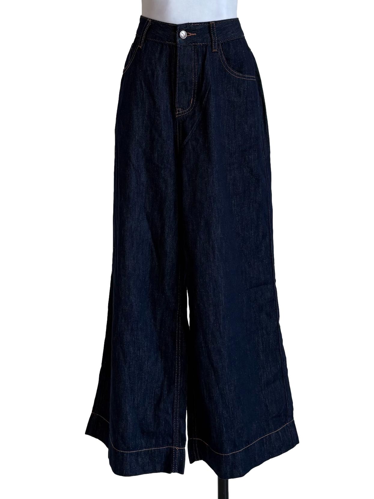 Dark Blue Wide Leg Jeans