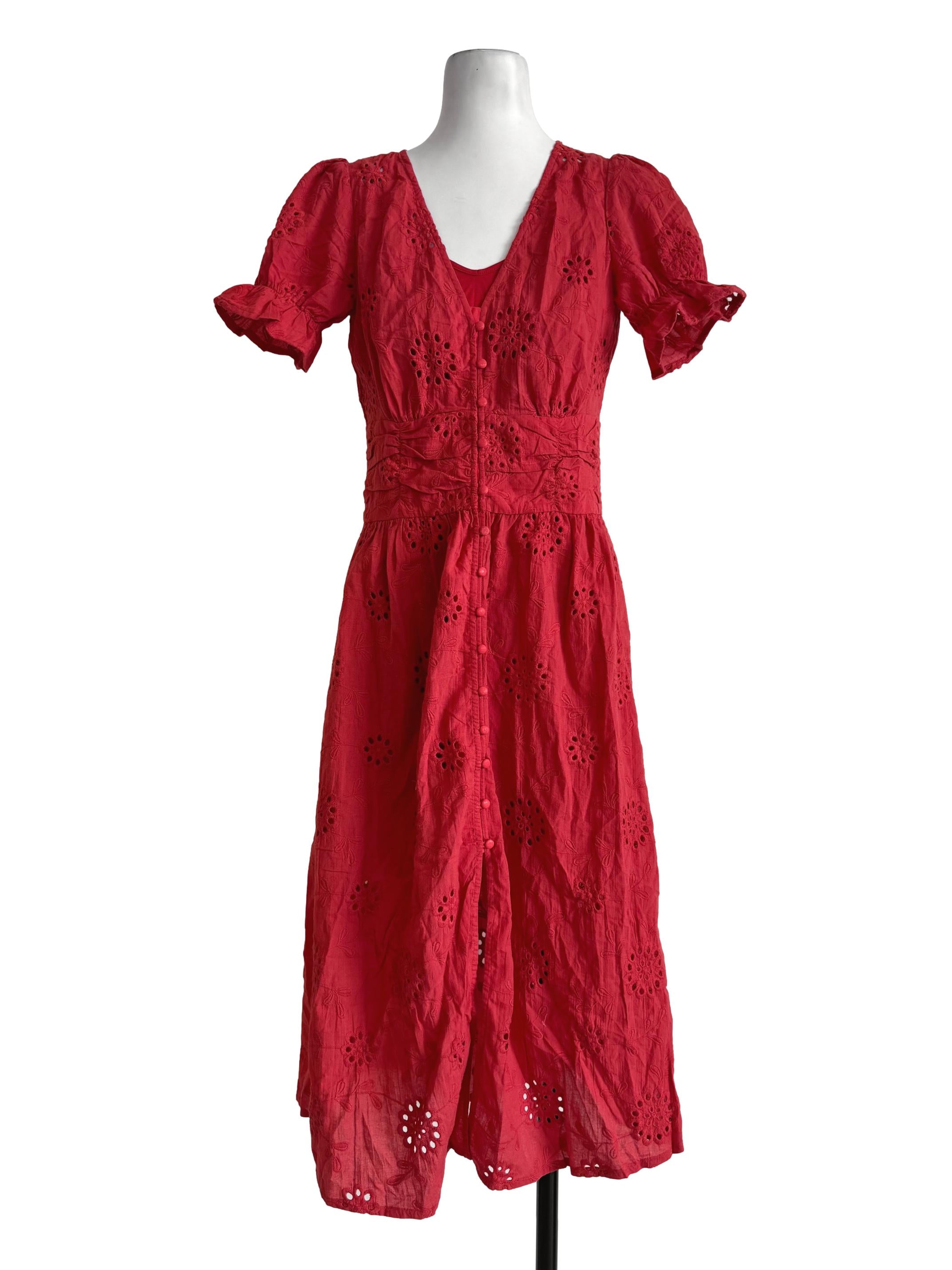 Fire Brick Two Piece Eyelet Dress