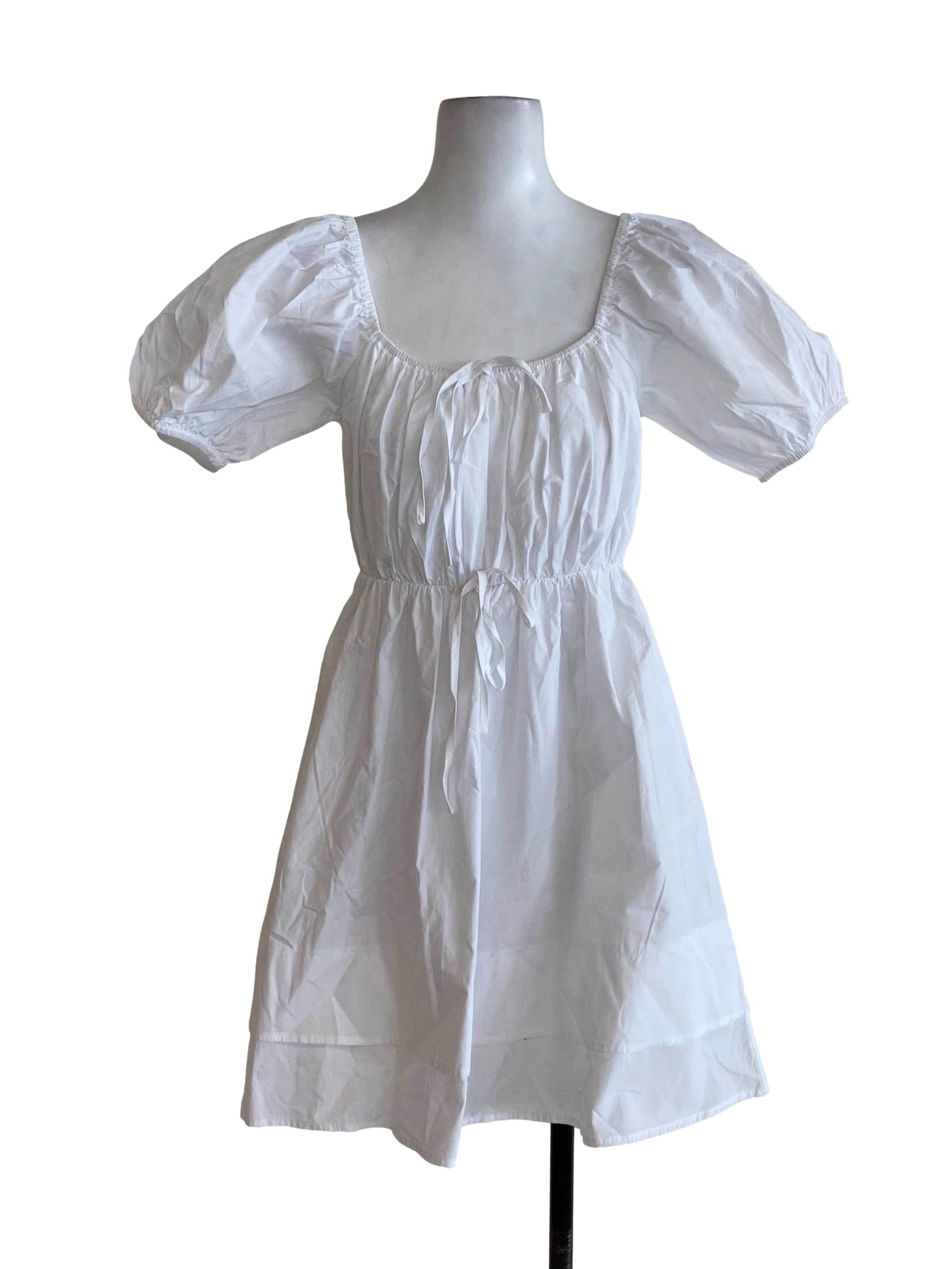 White Blouson Dress