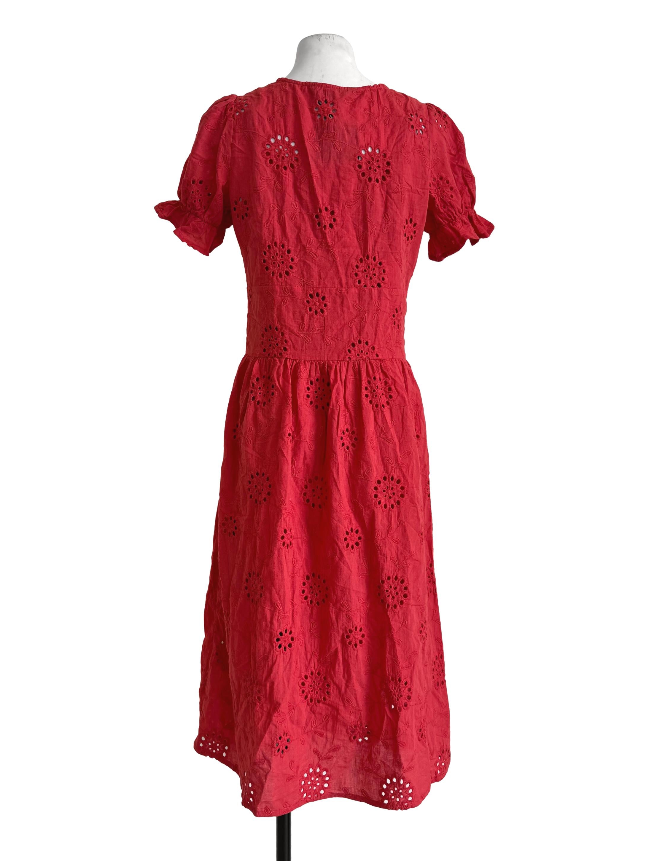 Fire Brick Two Piece Eyelet Dress